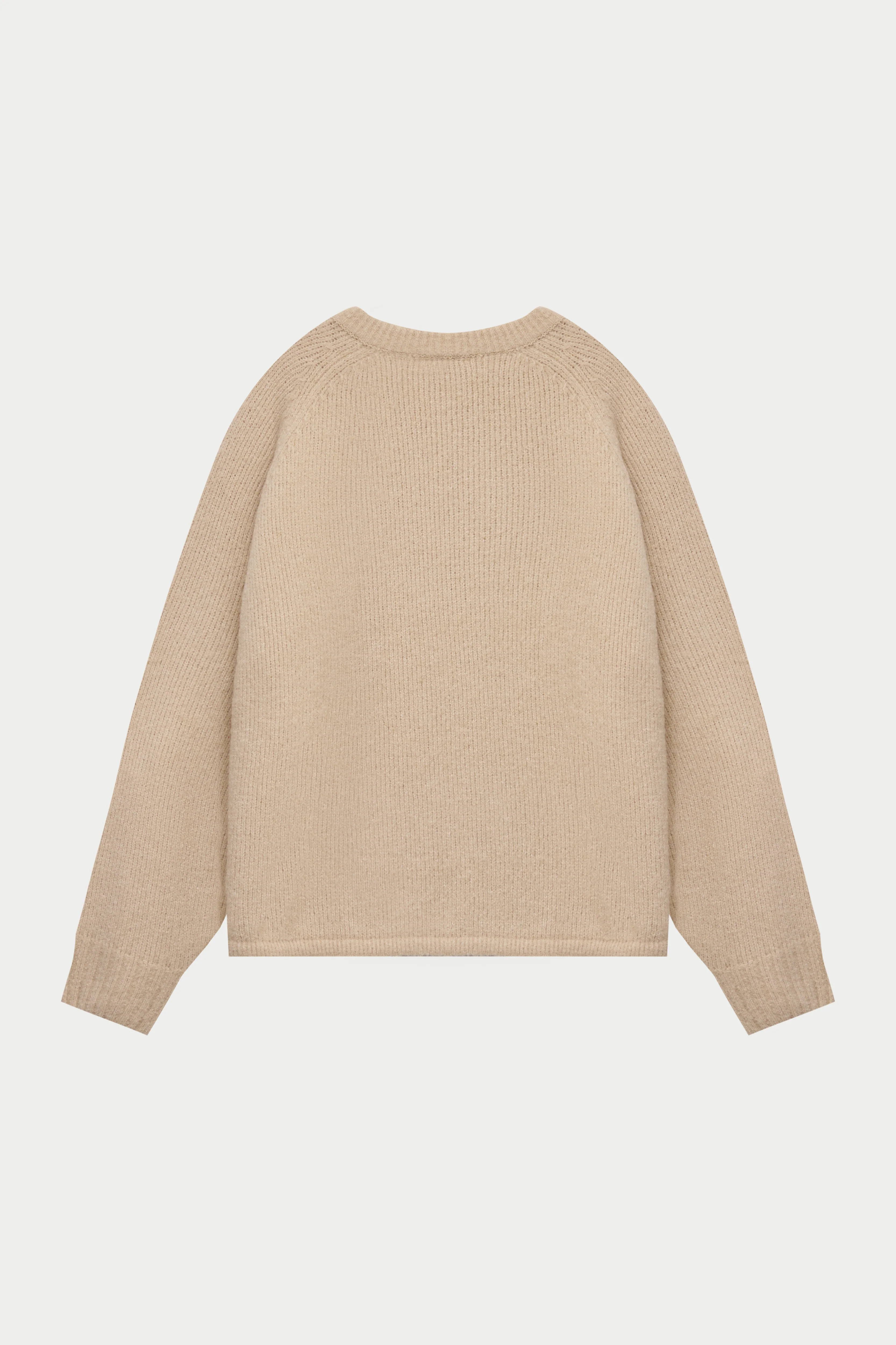 BOUCLE KNIT RAGLAN CREW - STONE - Image 12