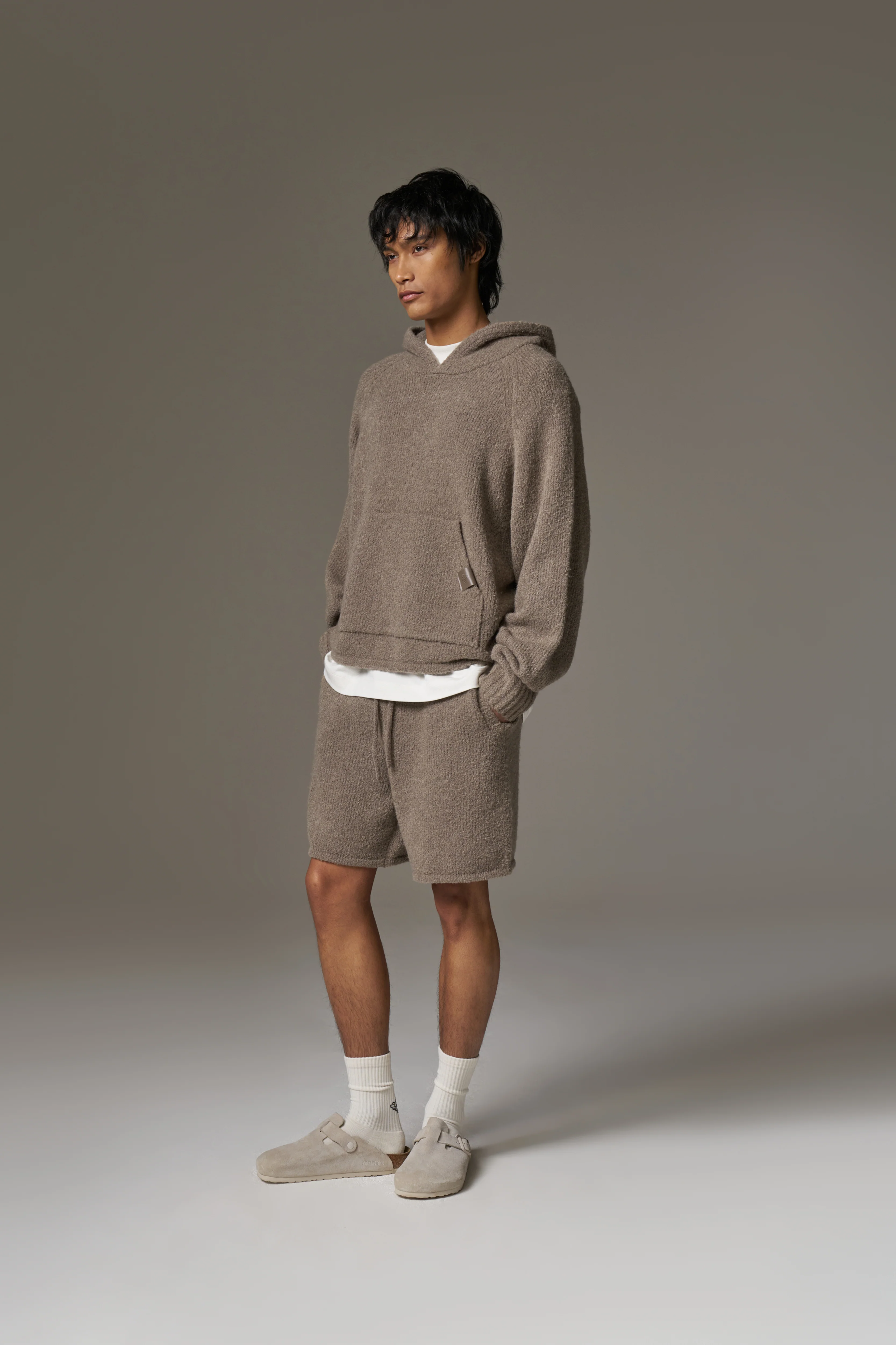 BOUCLE KNIT SHORTS - BROWN - Image 7