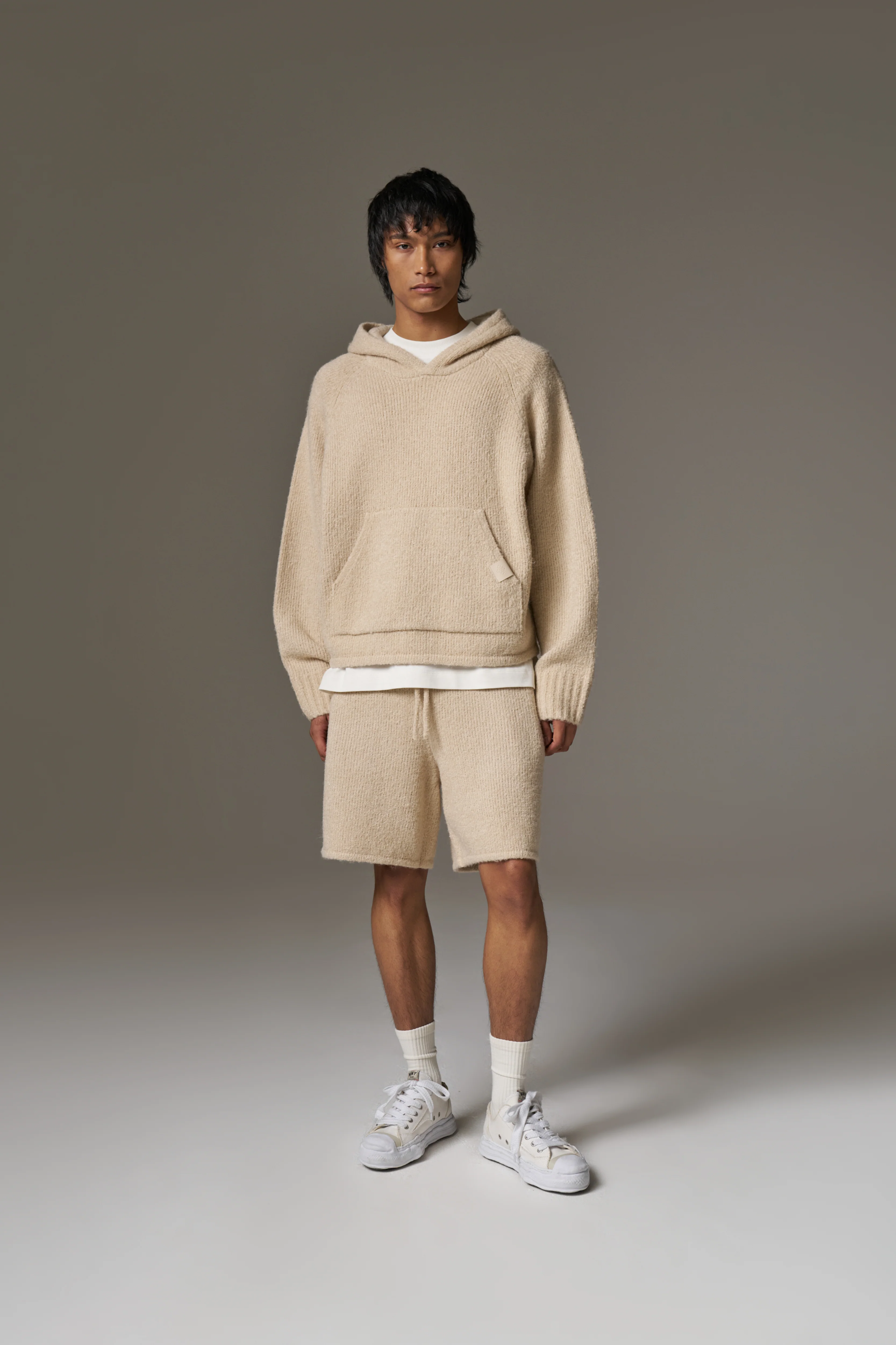 BOUCLE KNIT SHORTS - STONE - Image 3