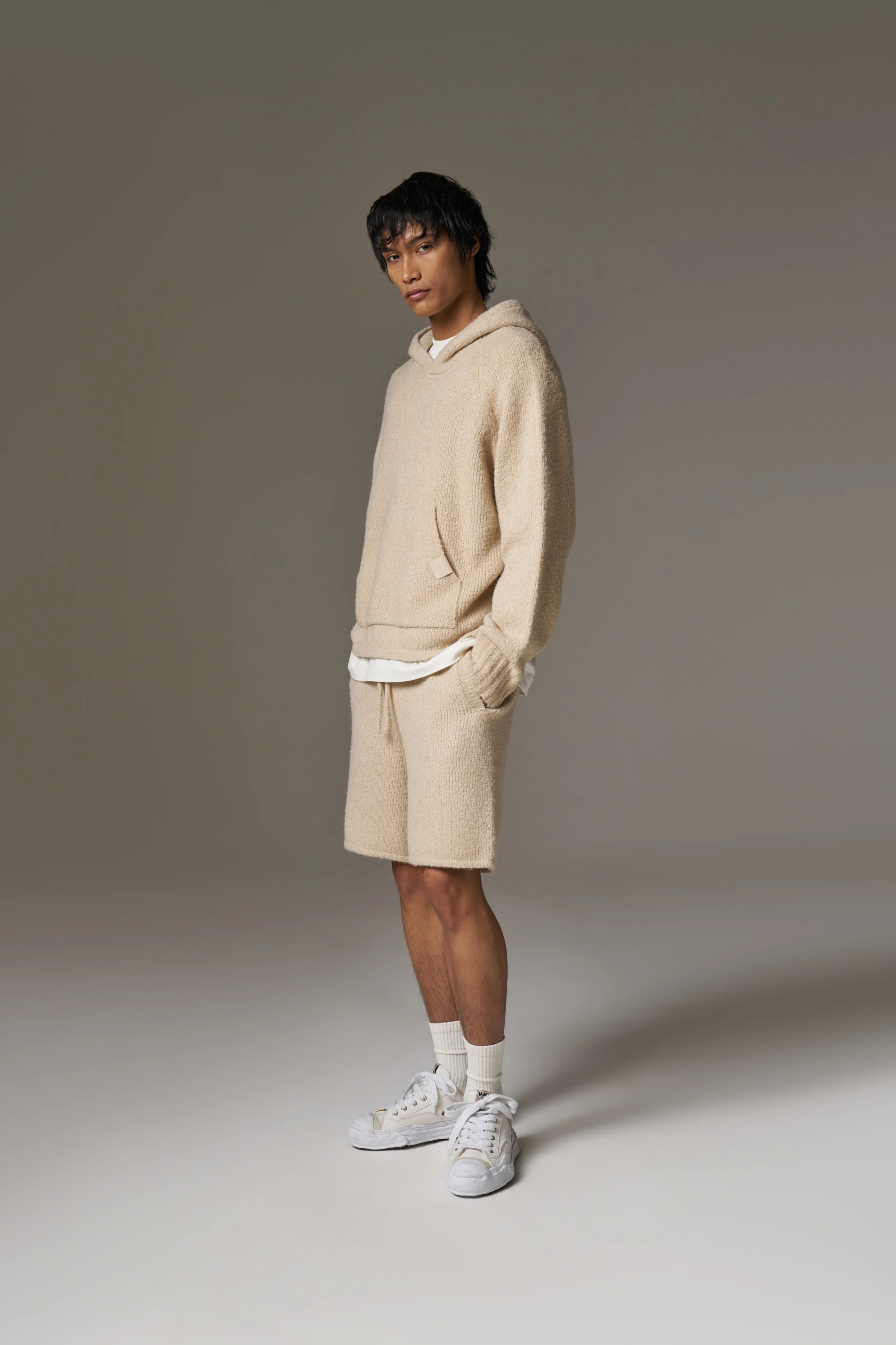 BOUCLE KNIT SHORTS - STONE - Image 8