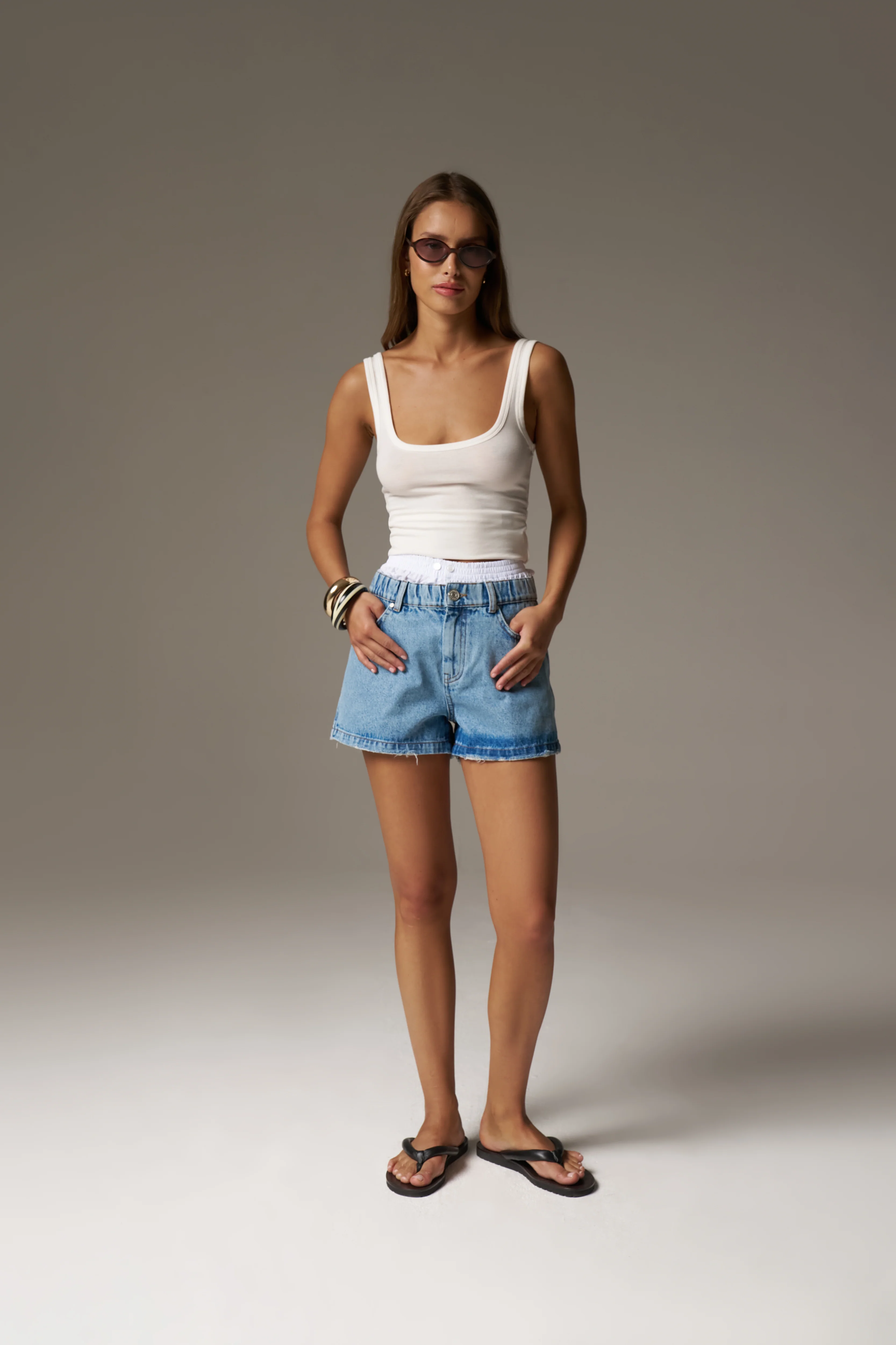 BOXER WAISTBAND DENIM SHORTS - LIGHT BLUE WASH - Image 7