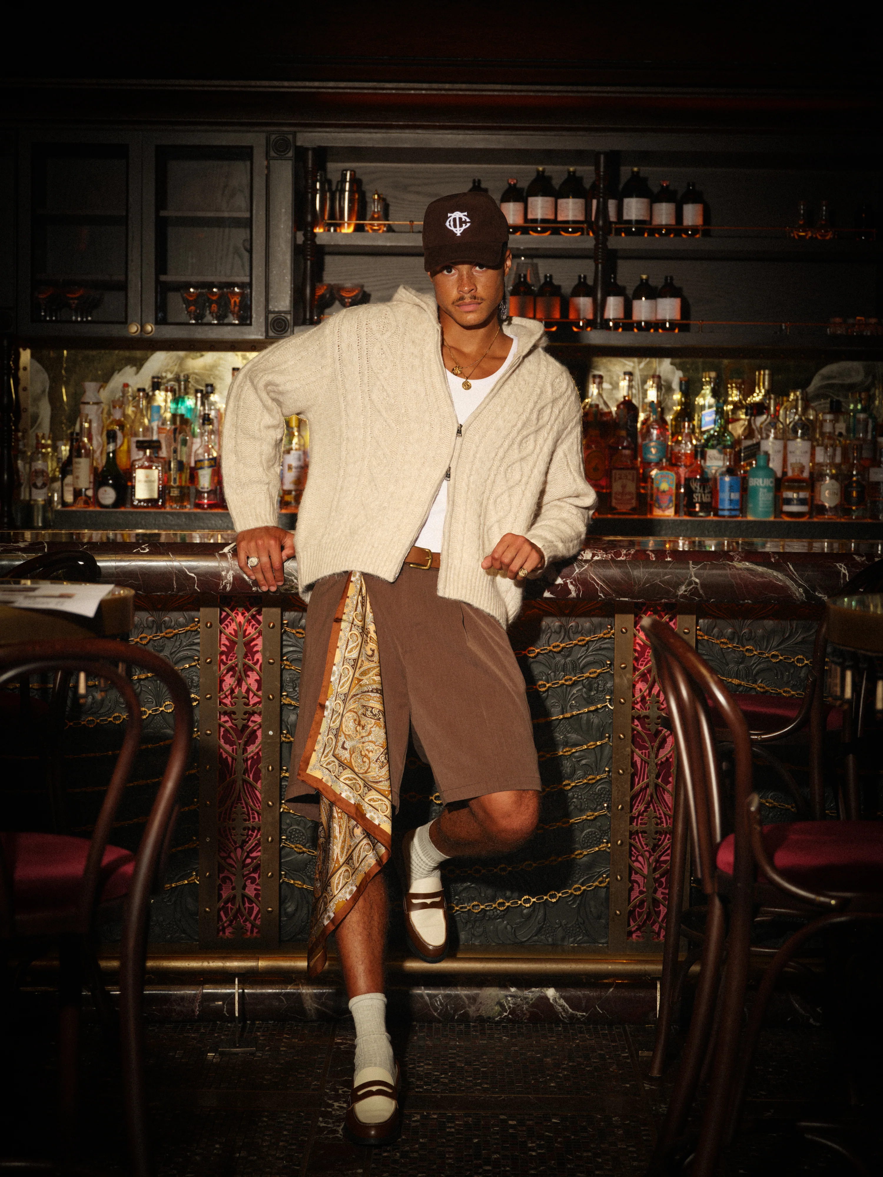 CABLE KNIT ZIP THROUGH HOODIE - STONE - Image 2