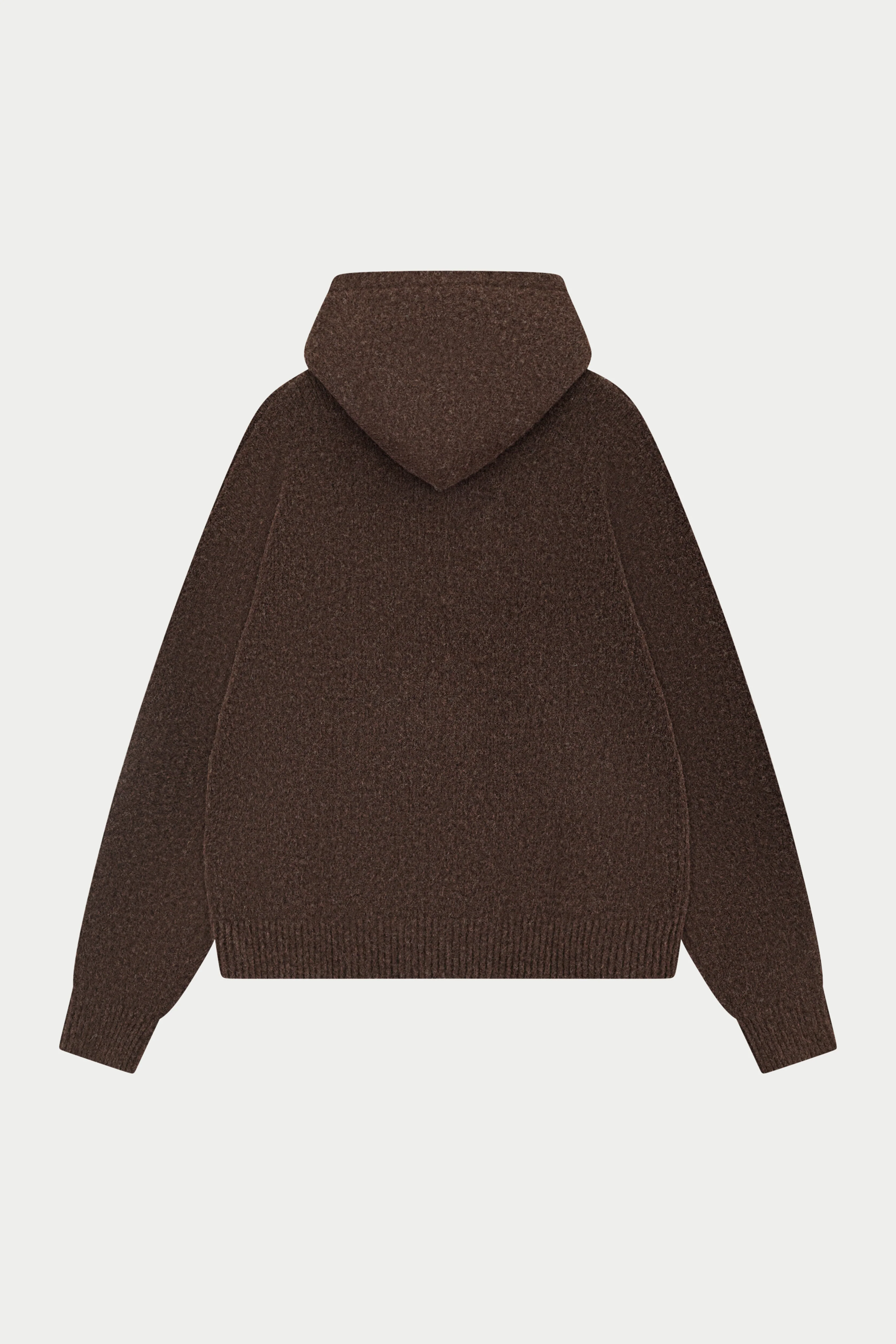 CHAINSTITCH EMBROIDERY KNITTED HOODIE - BROWN - Image 6