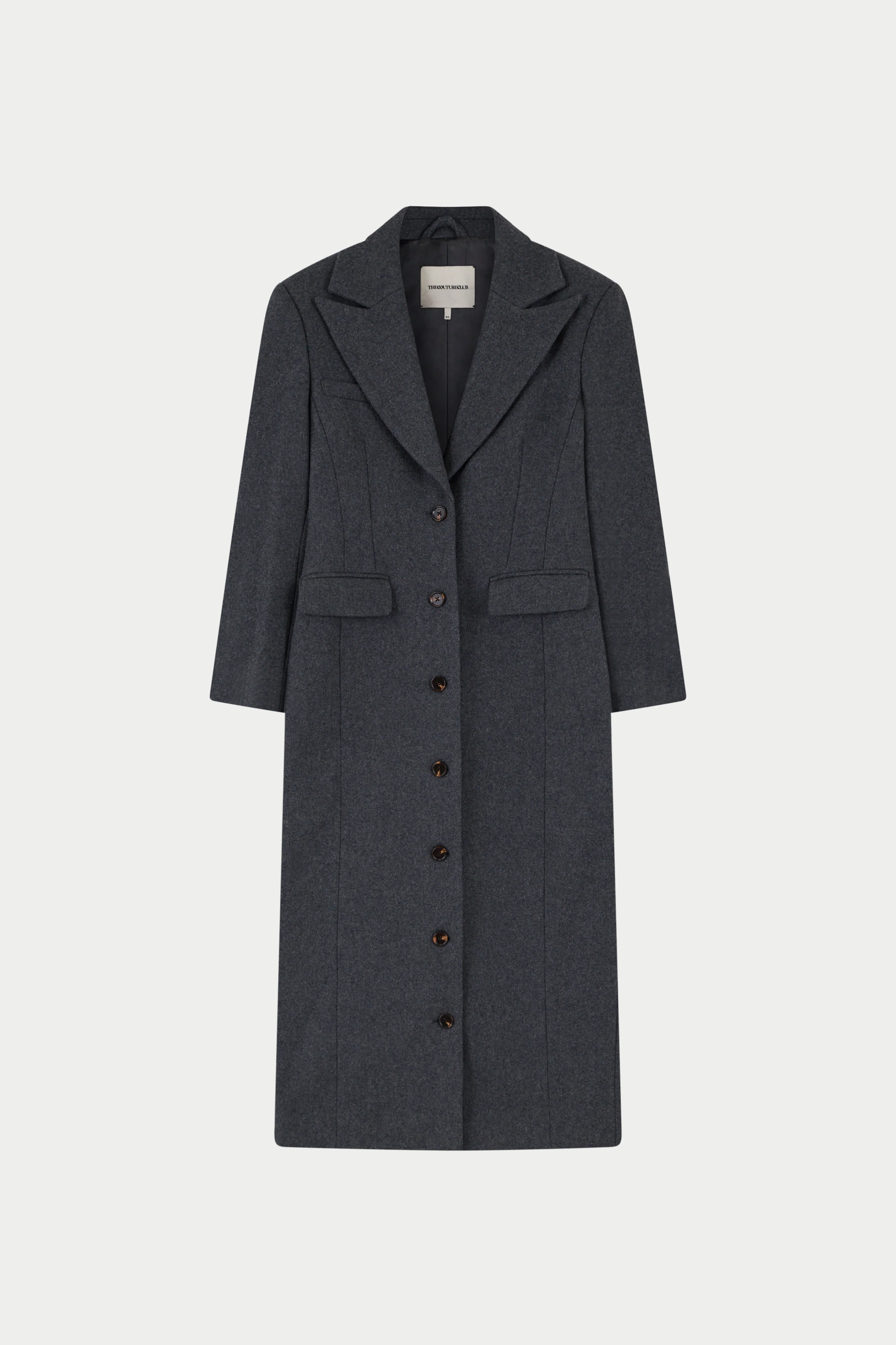 CINCHED WAIST TAILORED COAT - GREY