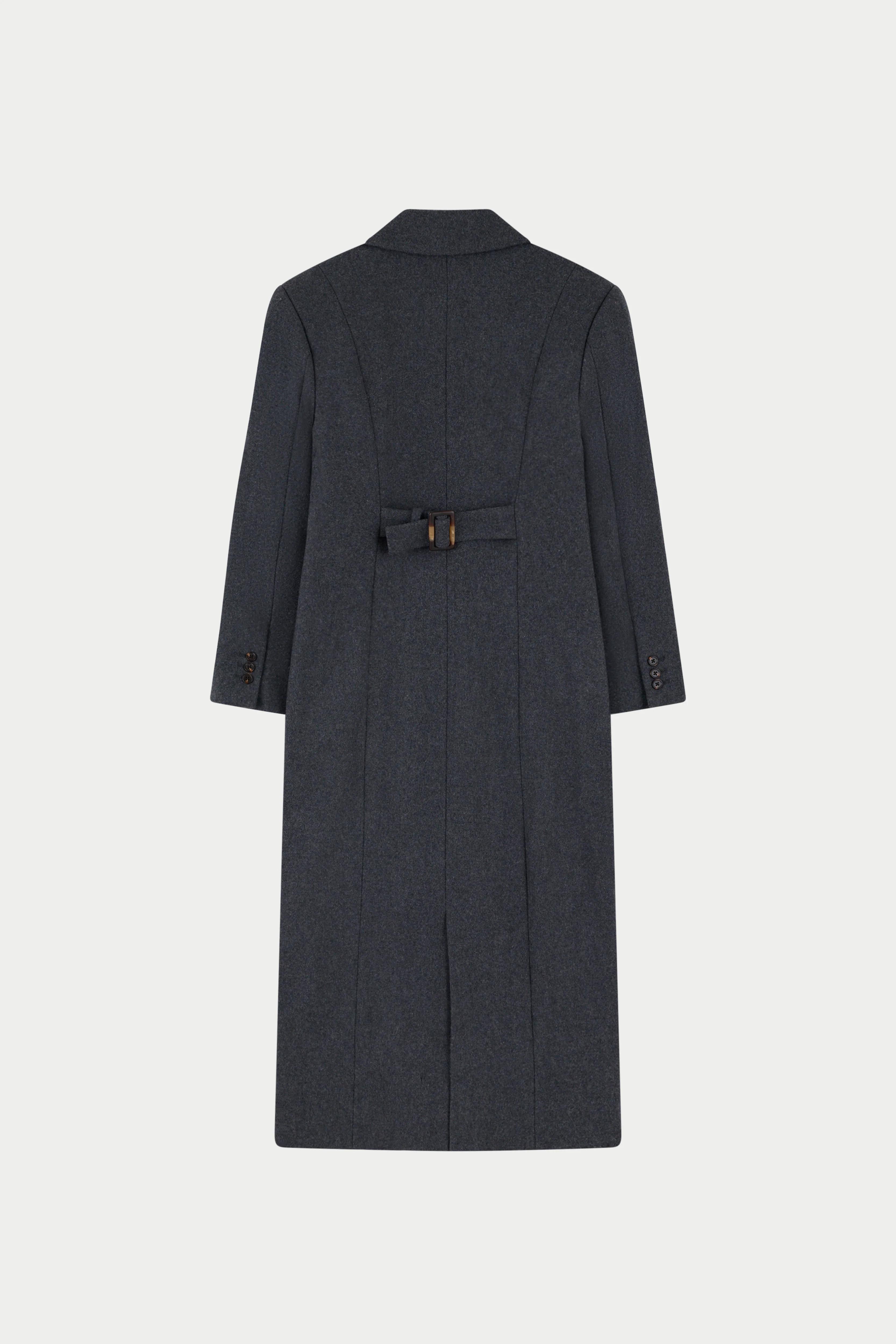 CINCHED WAIST TAILORED COAT - GREY - Image 6