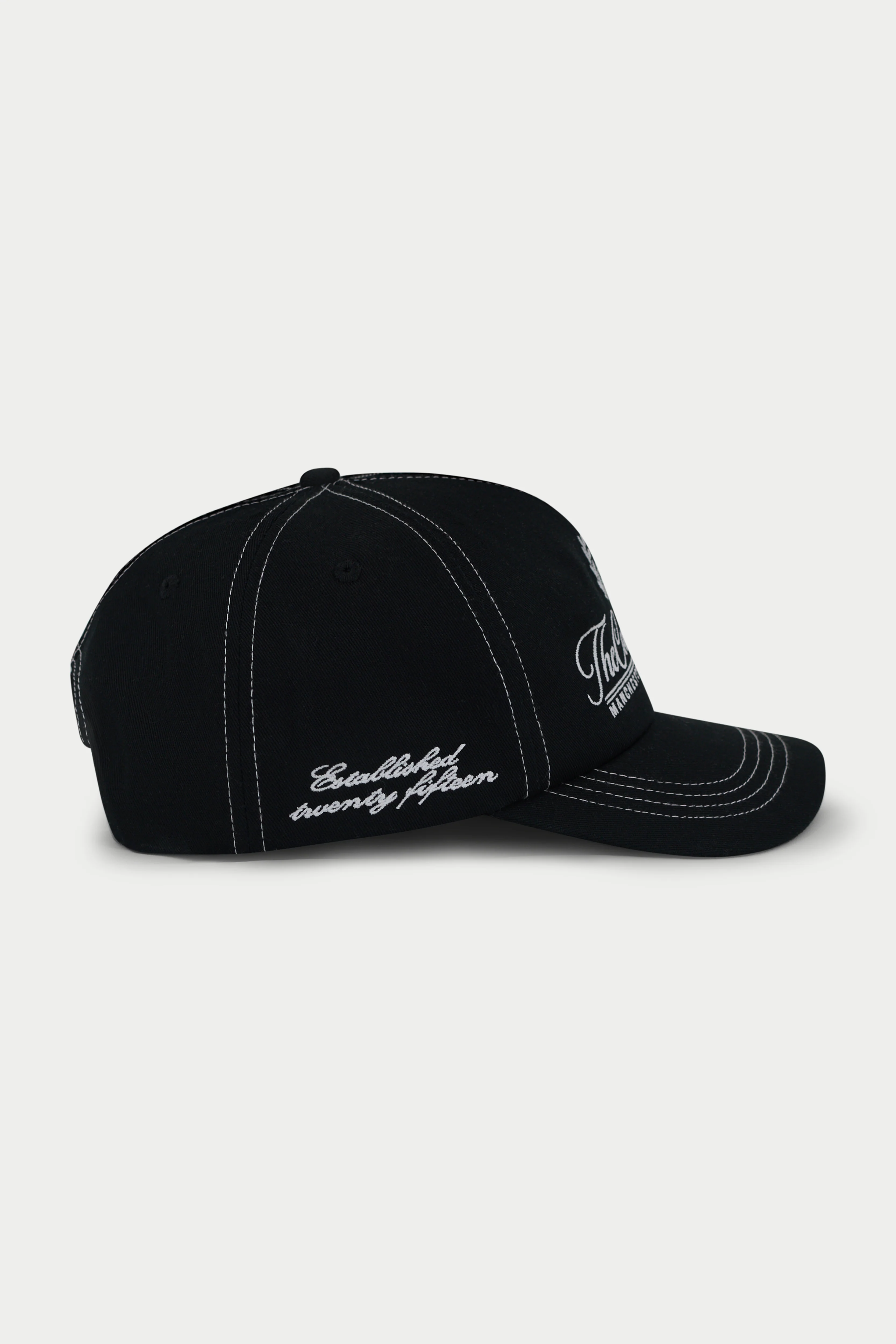 CONTRAST STITCH LAUREL EMBROIDERY CAP - BLACK - Image 5