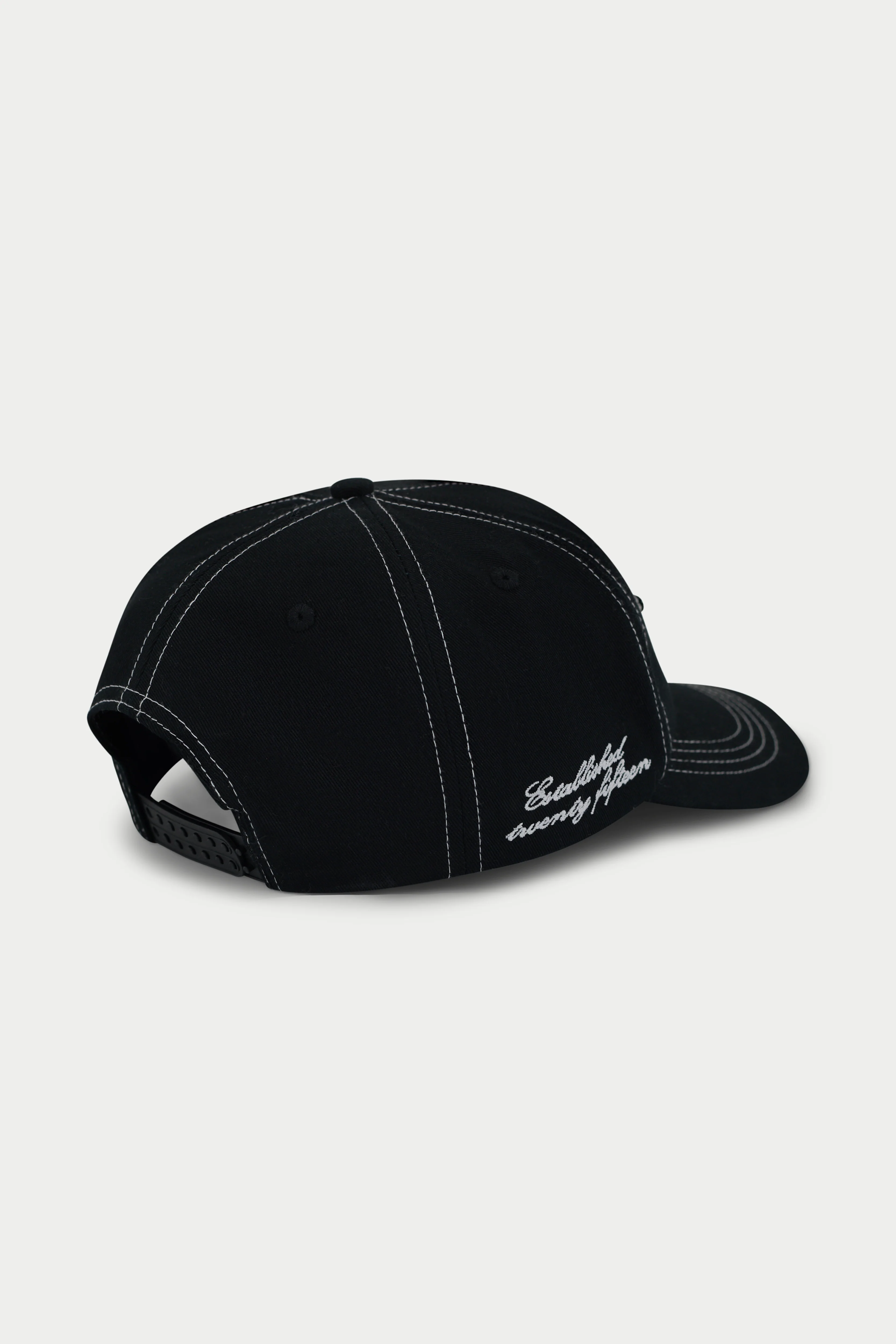CONTRAST STITCH LAUREL EMBROIDERY CAP - BLACK - Image 7