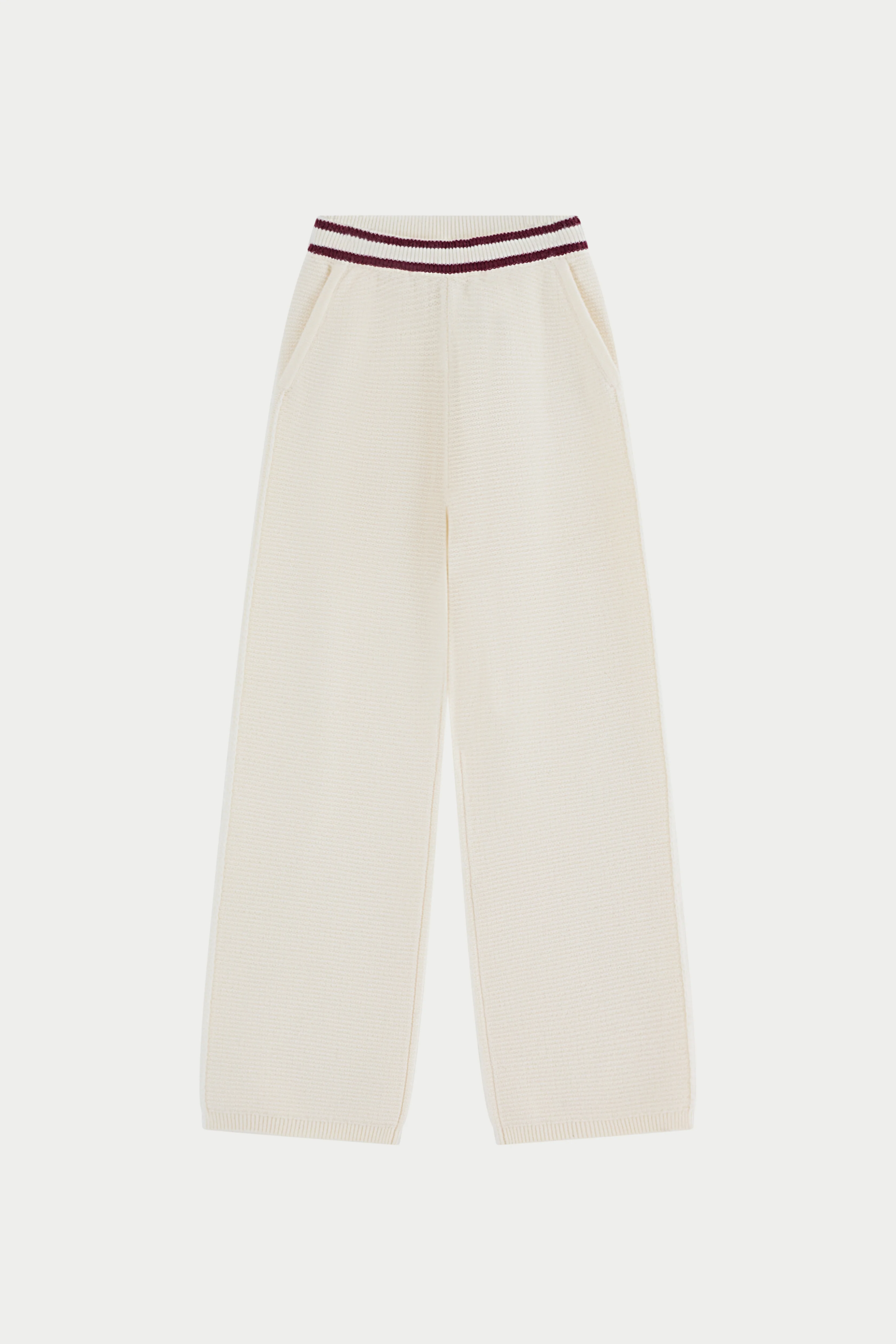 CONTRAST STRIPE KNITTED JOGGERS - OFF WHITE