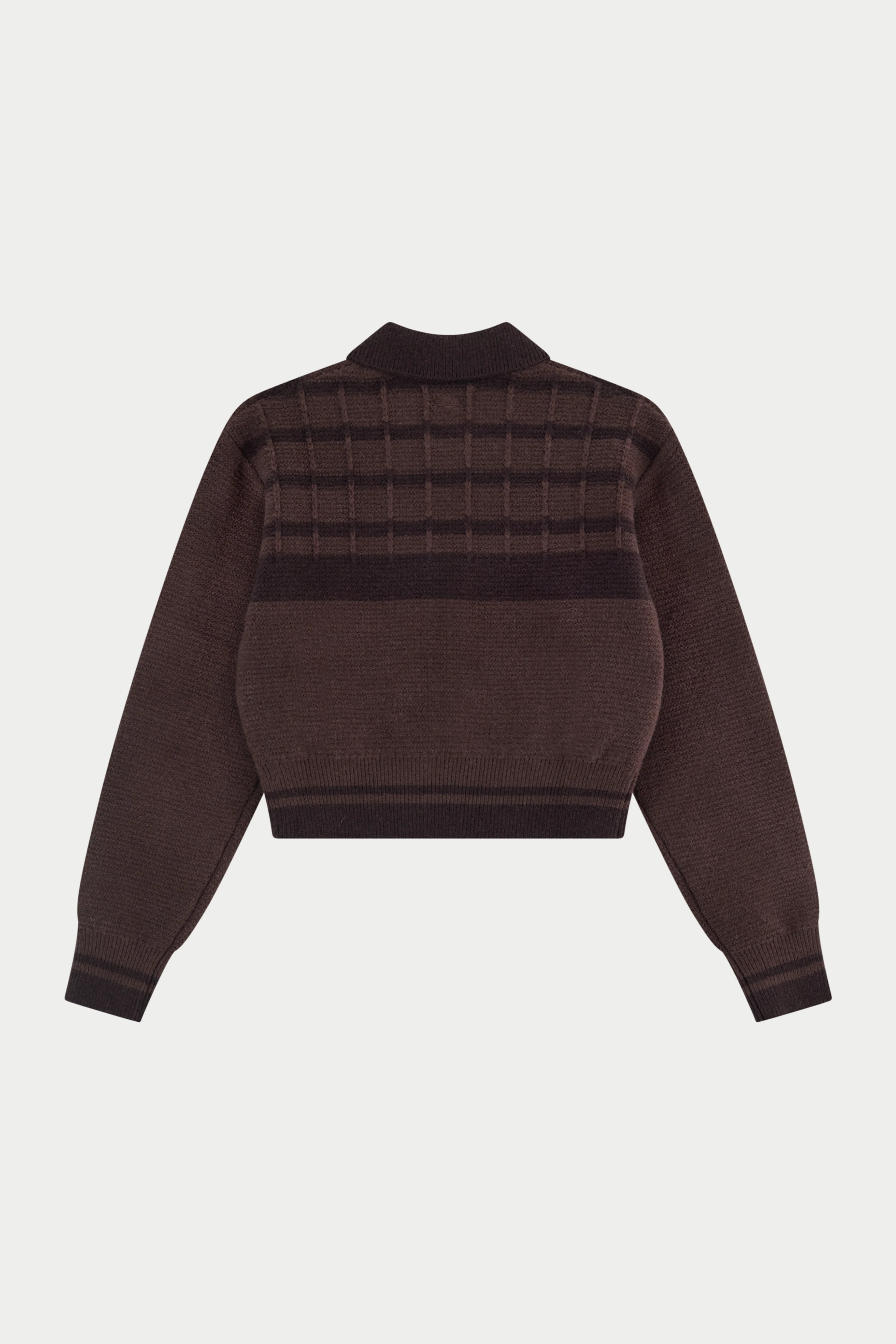 CONTRAST STRIPE KNITTED ZIP THROUGH - CHOCOLATE - Image 7