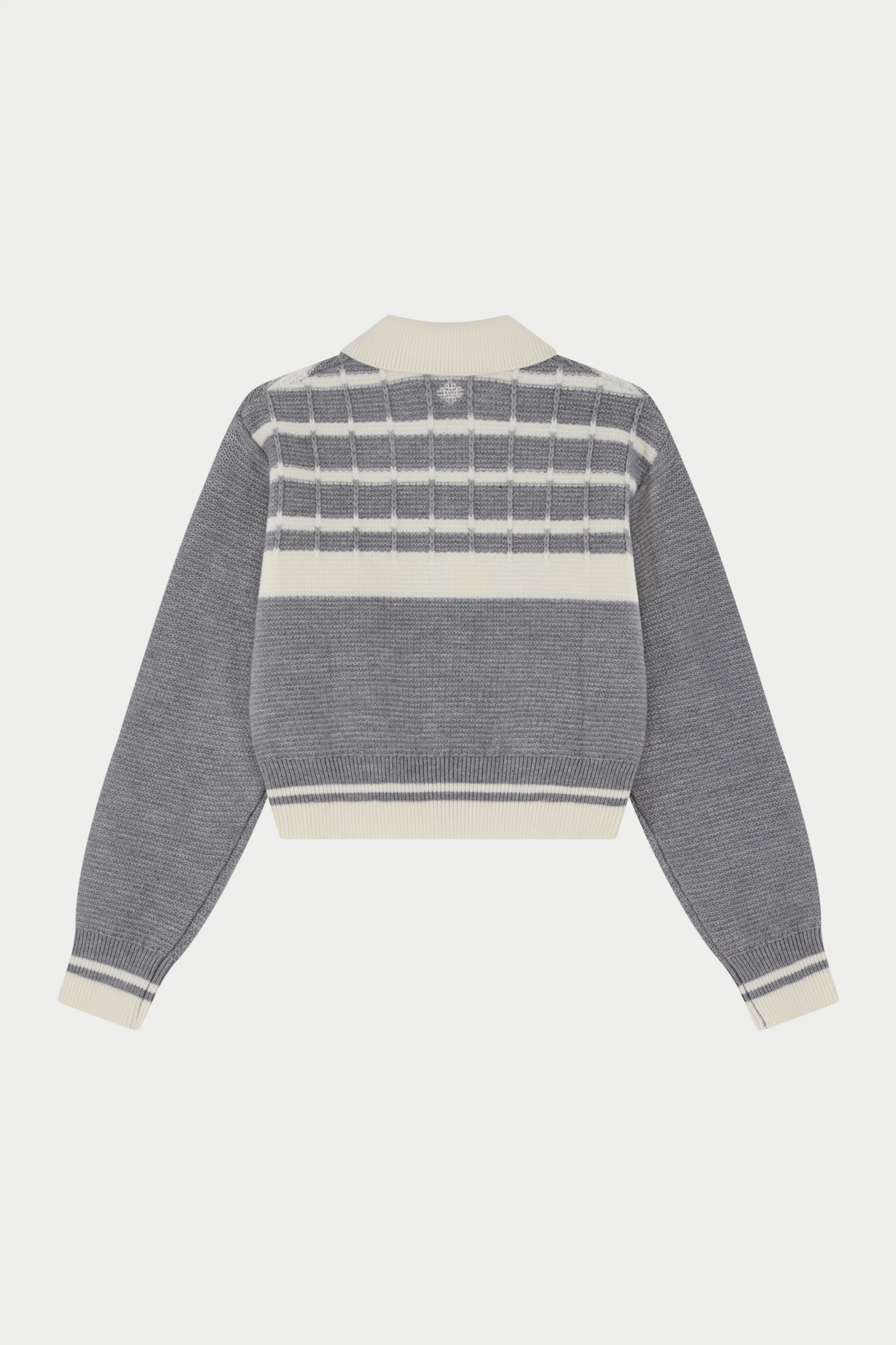 CONTRAST STRIPE KNITTED ZIP THROUGH - GREY - Image 8