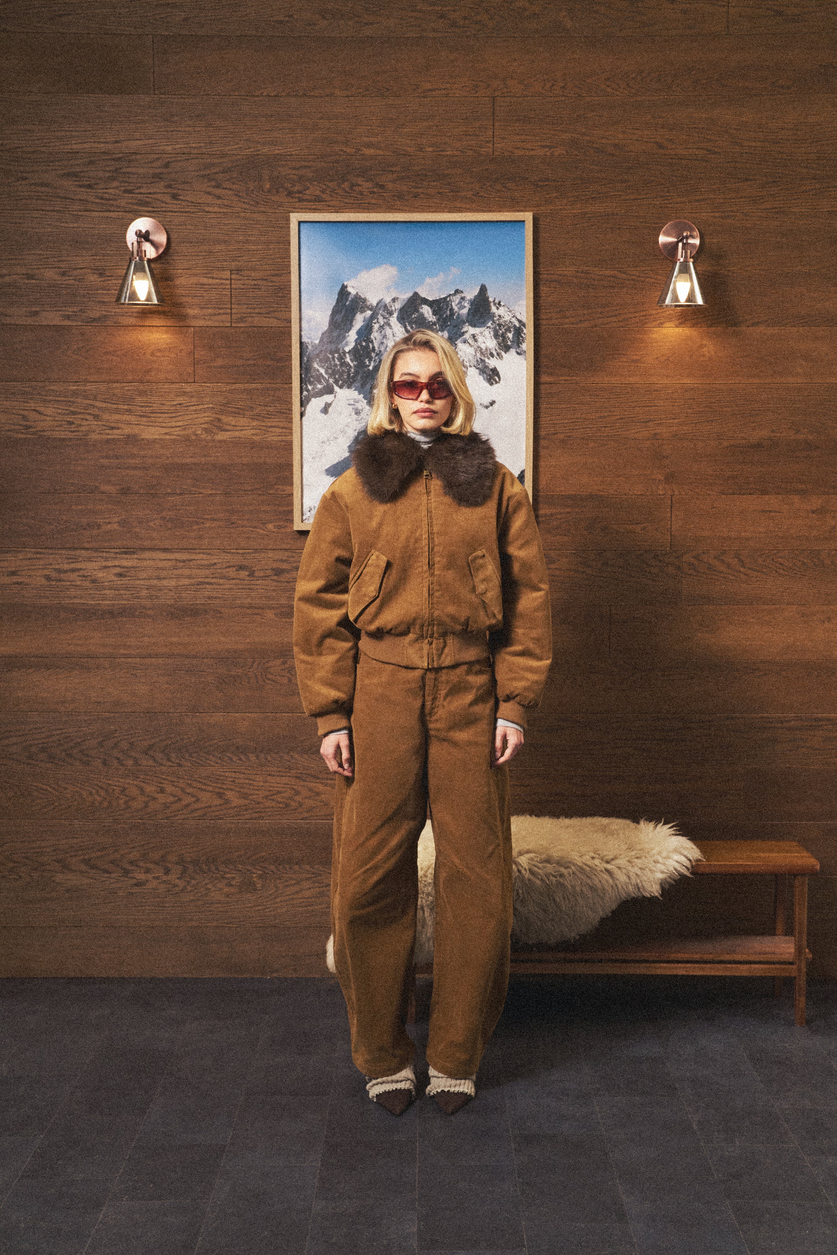 CORD BARREL LEG TROUSERS - TAN - Image 3
