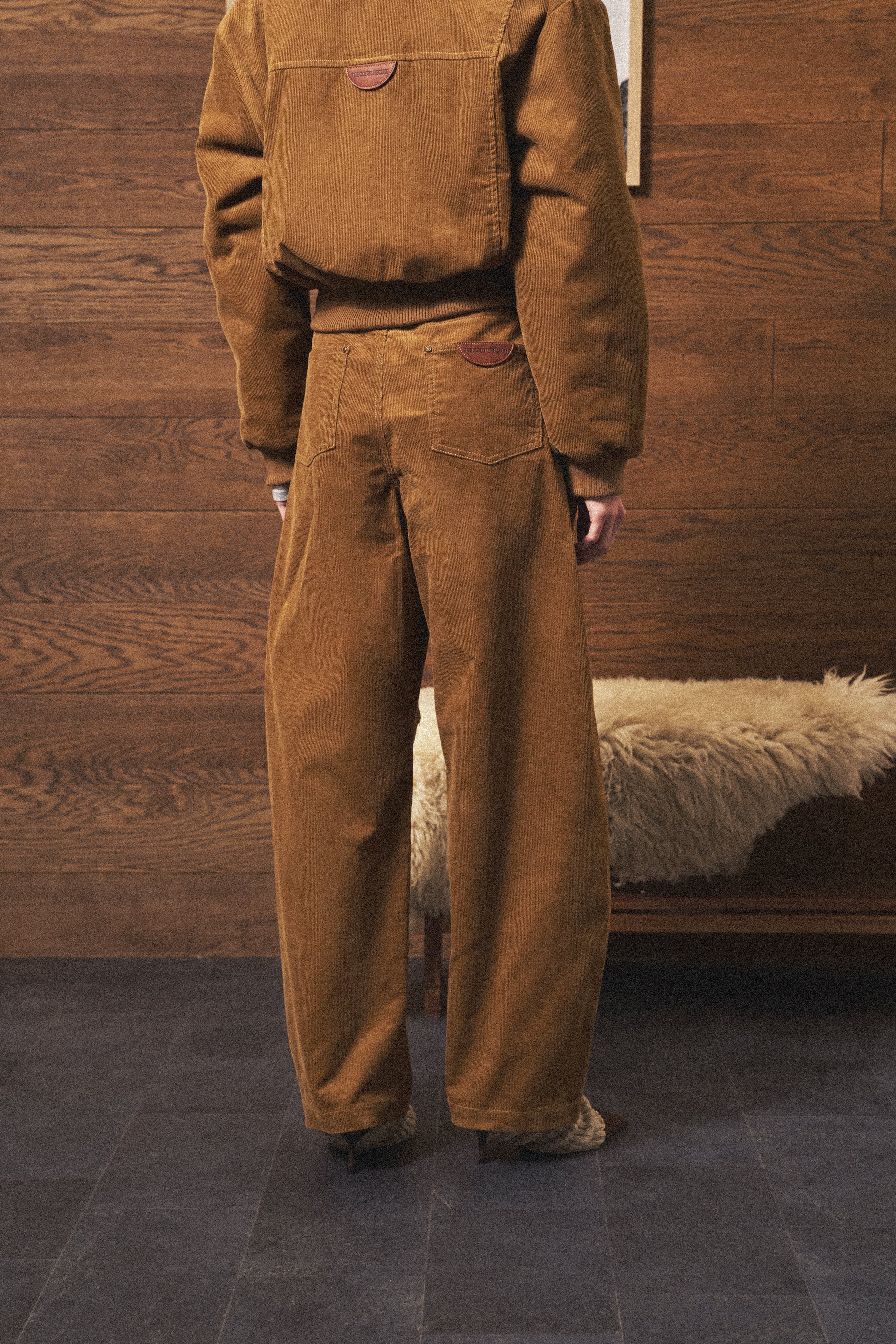 CORD BARREL LEG TROUSERS - TAN - Image 7