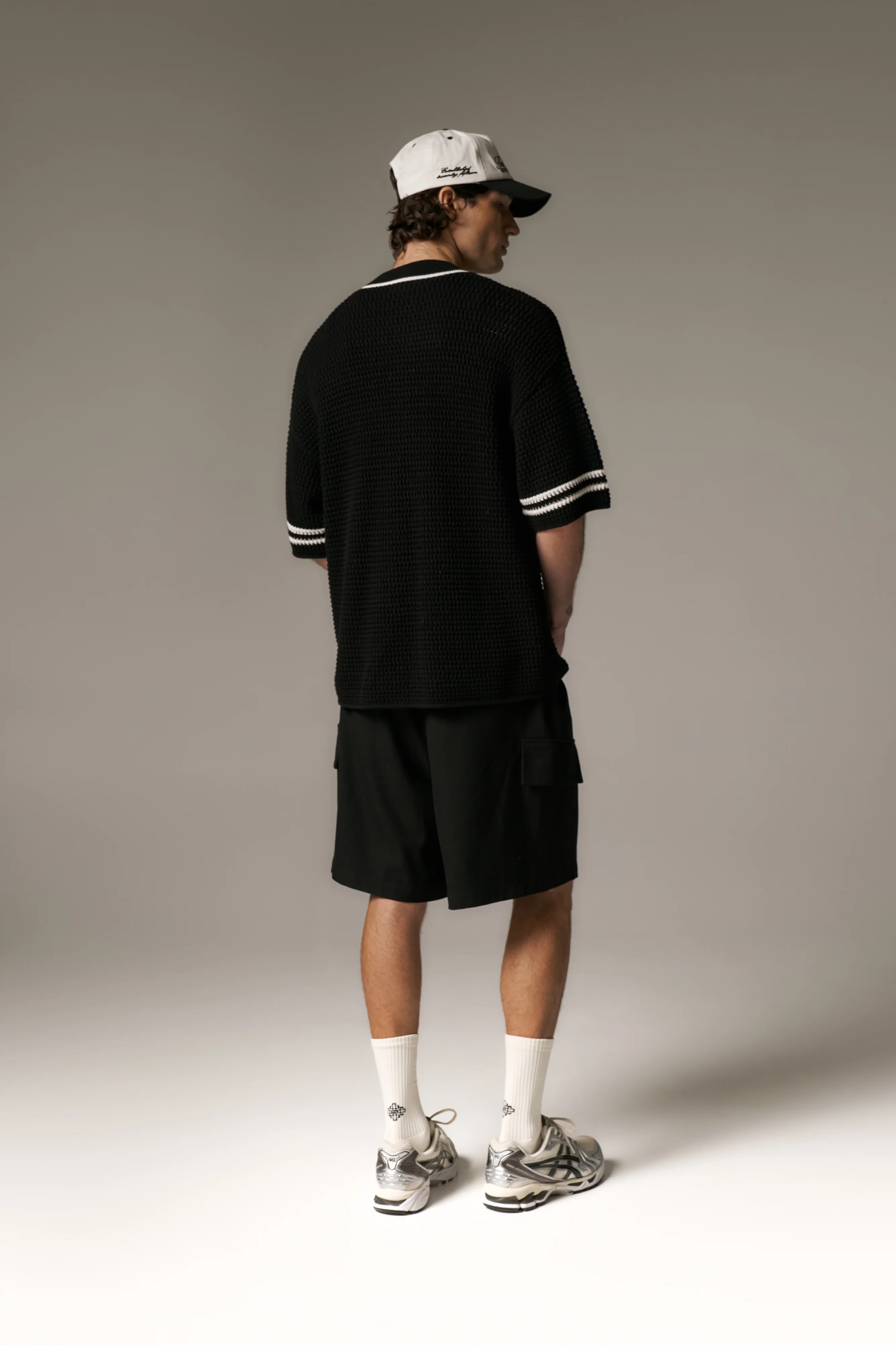 CROCHET KNITTED BASEBALL SHIRT - BLACK - Image 7