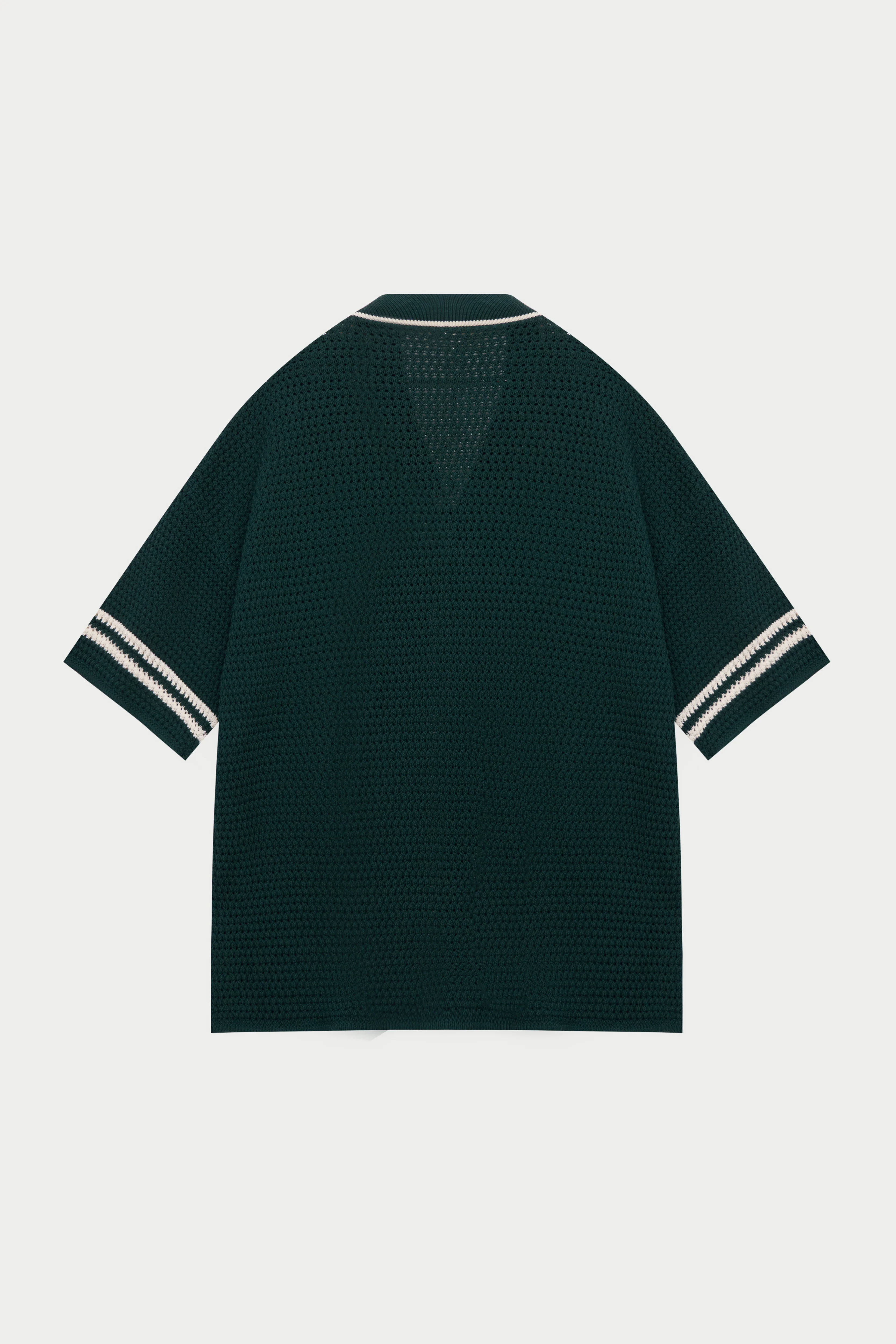 CROCHET KNITTED BASEBALL SHIRT - GREEN - Image 10