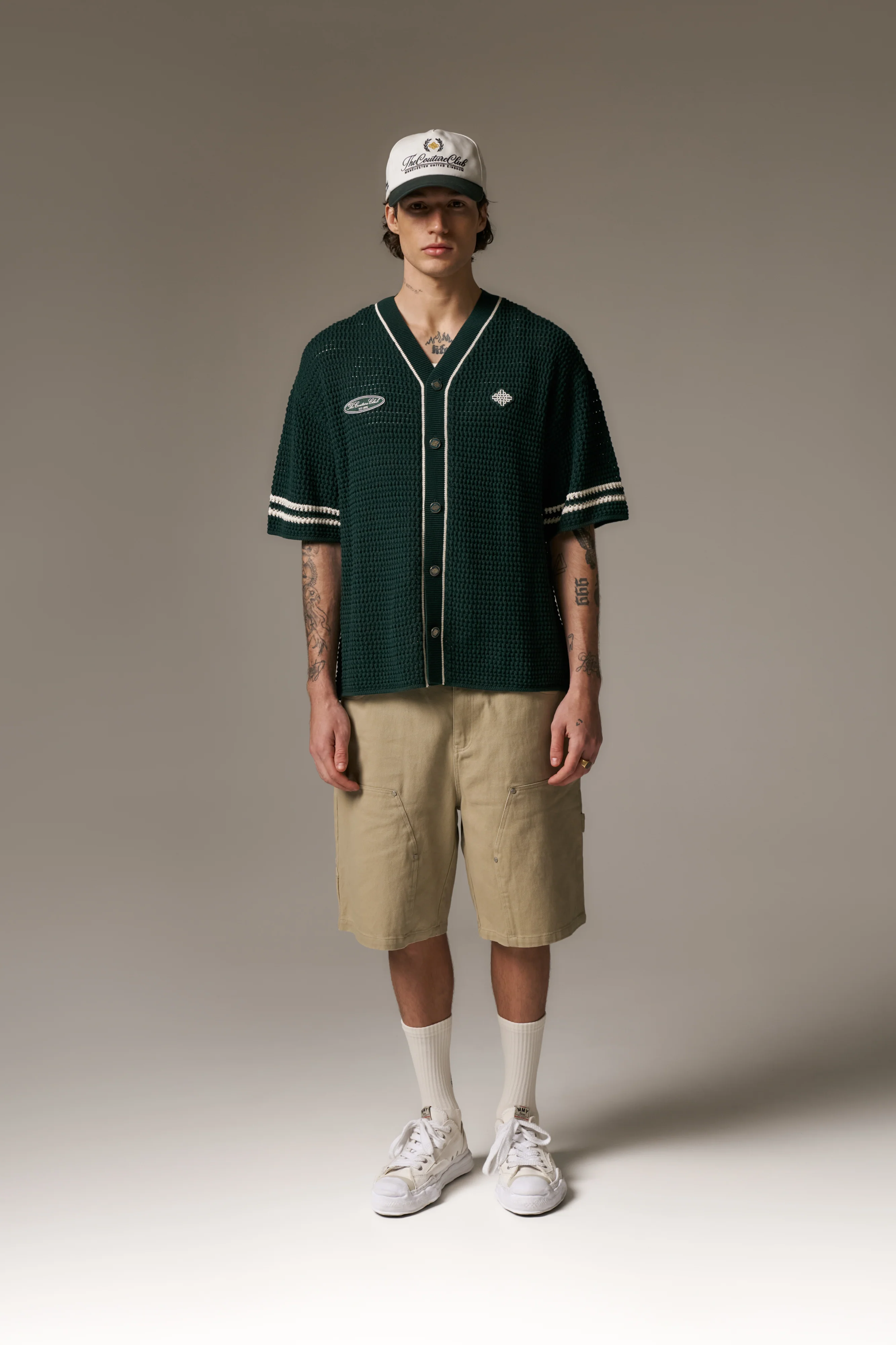 CROCHET KNITTED BASEBALL SHIRT - GREEN - Image 5