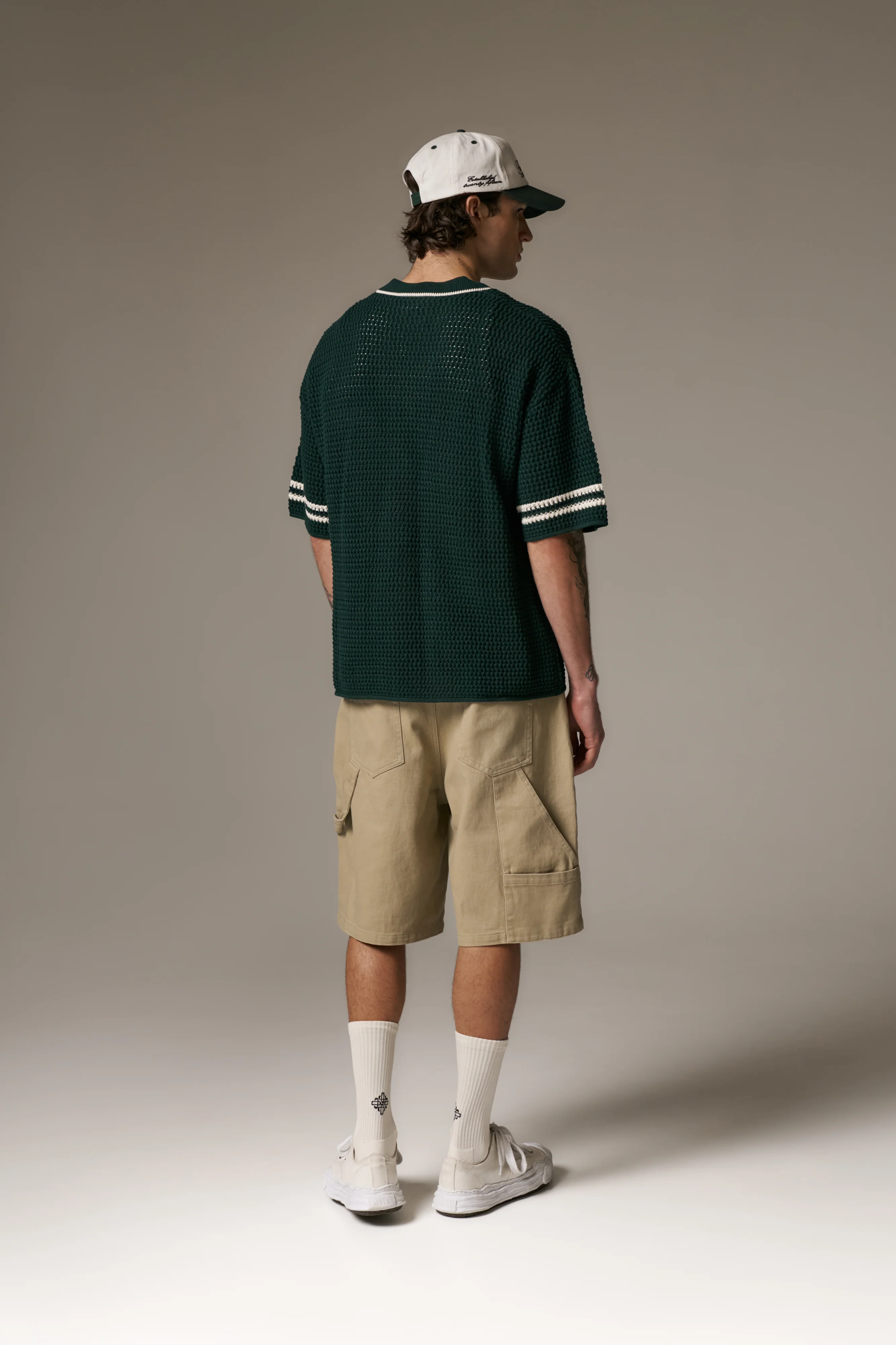CROCHET KNITTED BASEBALL SHIRT - GREEN - Image 7