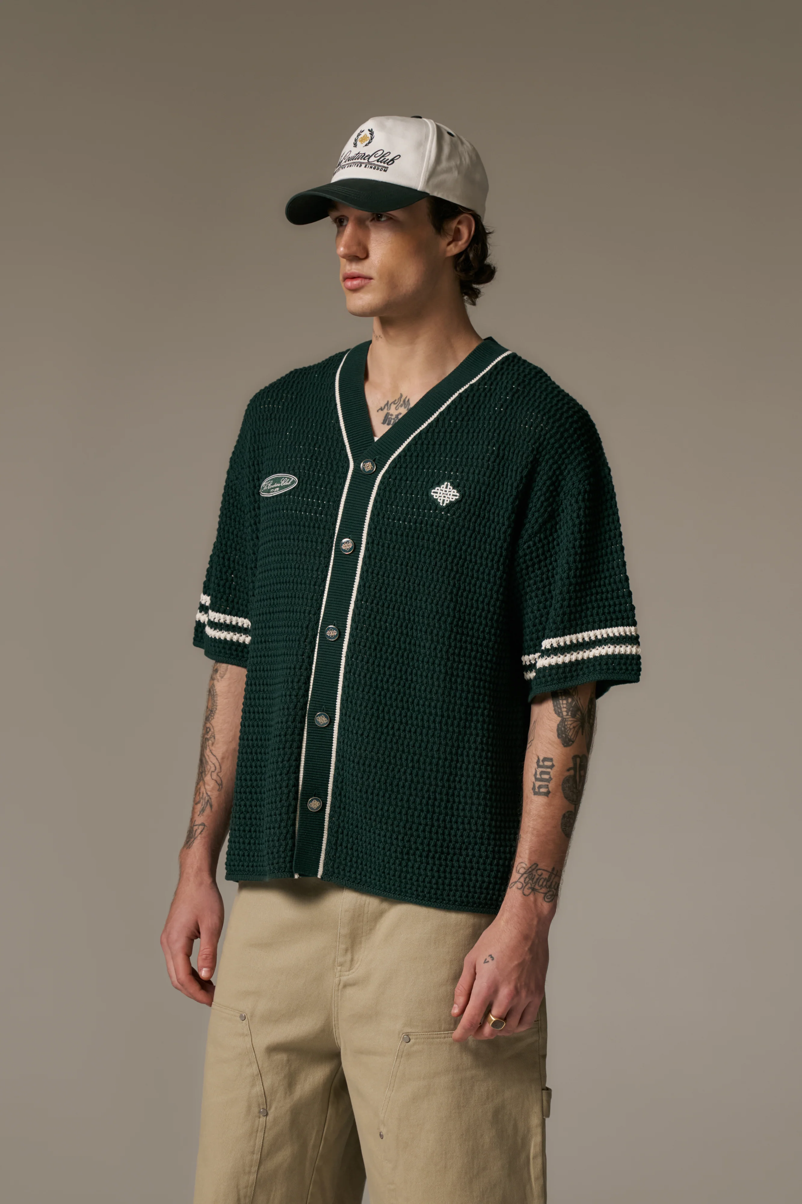 CROCHET KNITTED BASEBALL SHIRT - GREEN - Image 9