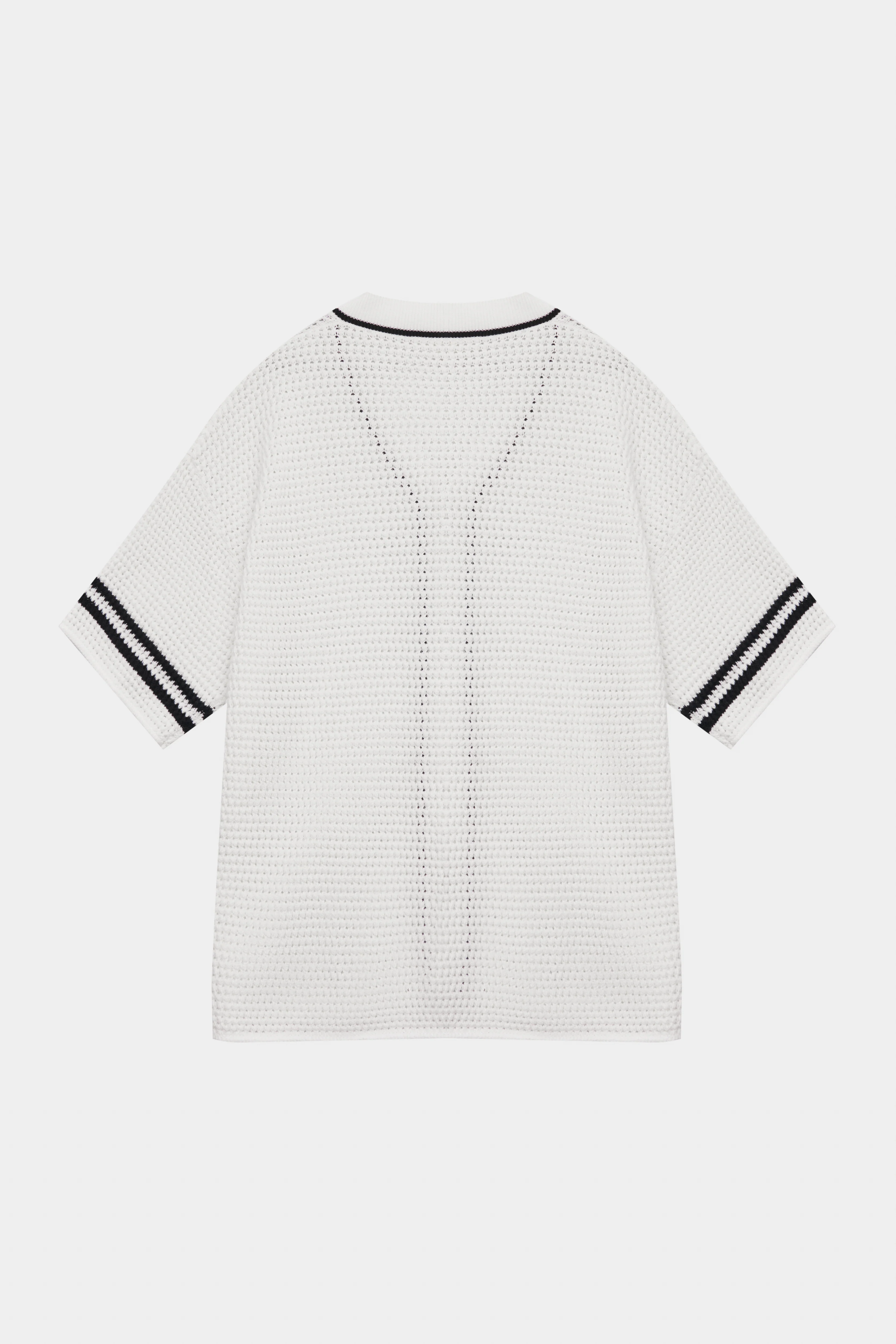 CROCHET KNITTED BASEBALL SHIRT - WHITE - Image 9