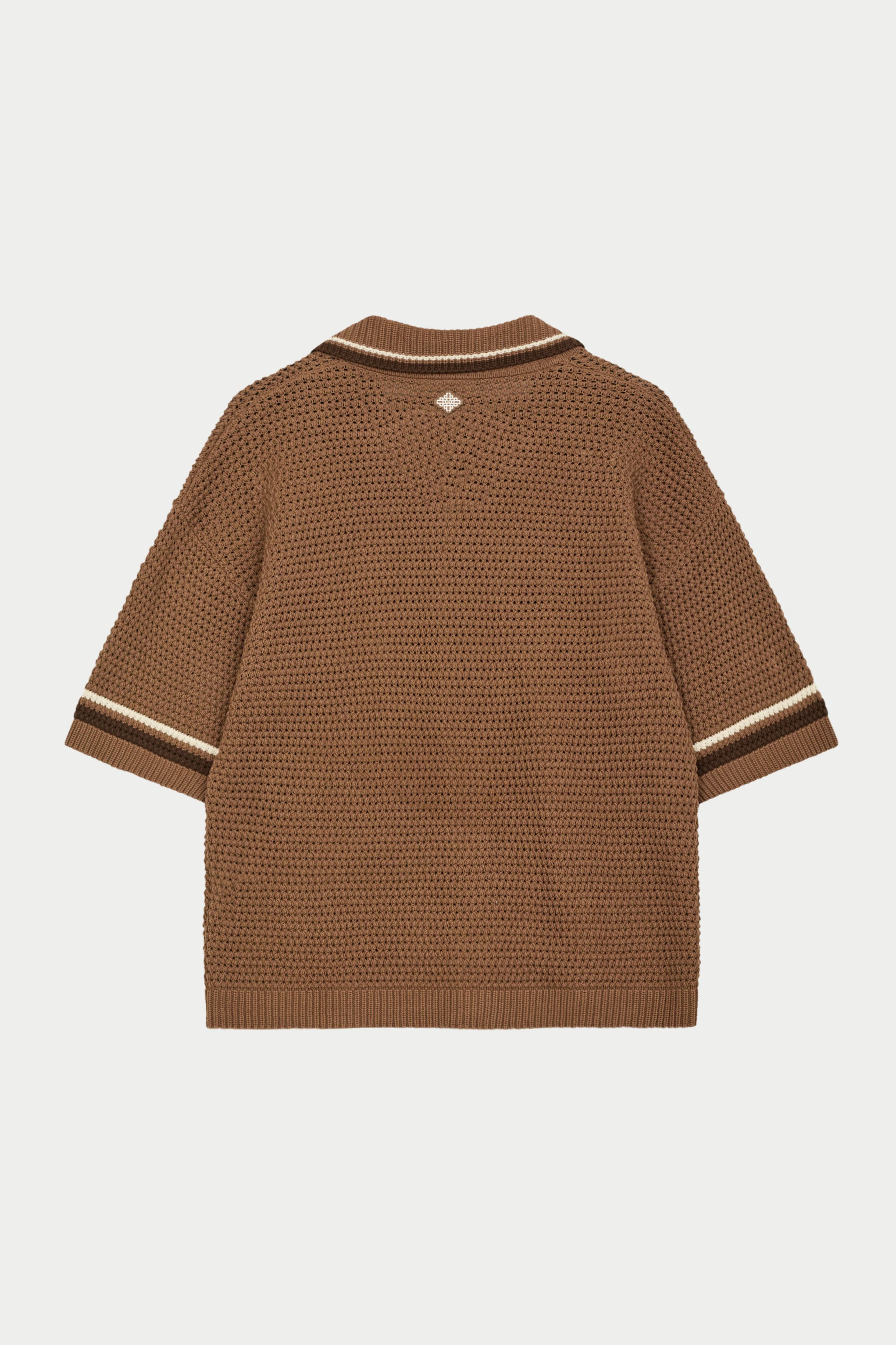 CROCHET KNITTED STRIPE SHIRT - BROWN - Image 12