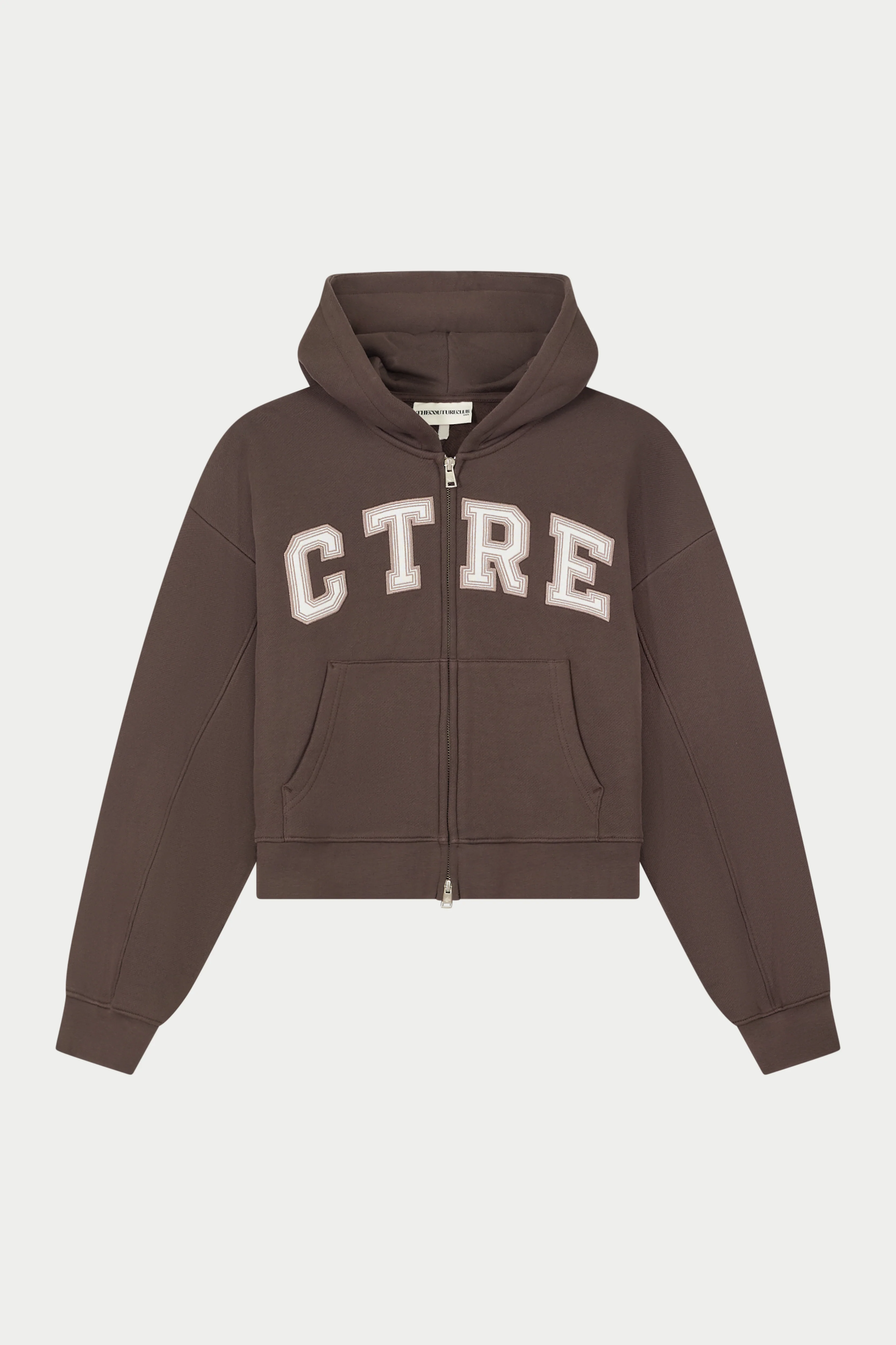 CTRE APPLIQUE ZIP THROUGH HOODIE - BROWN
