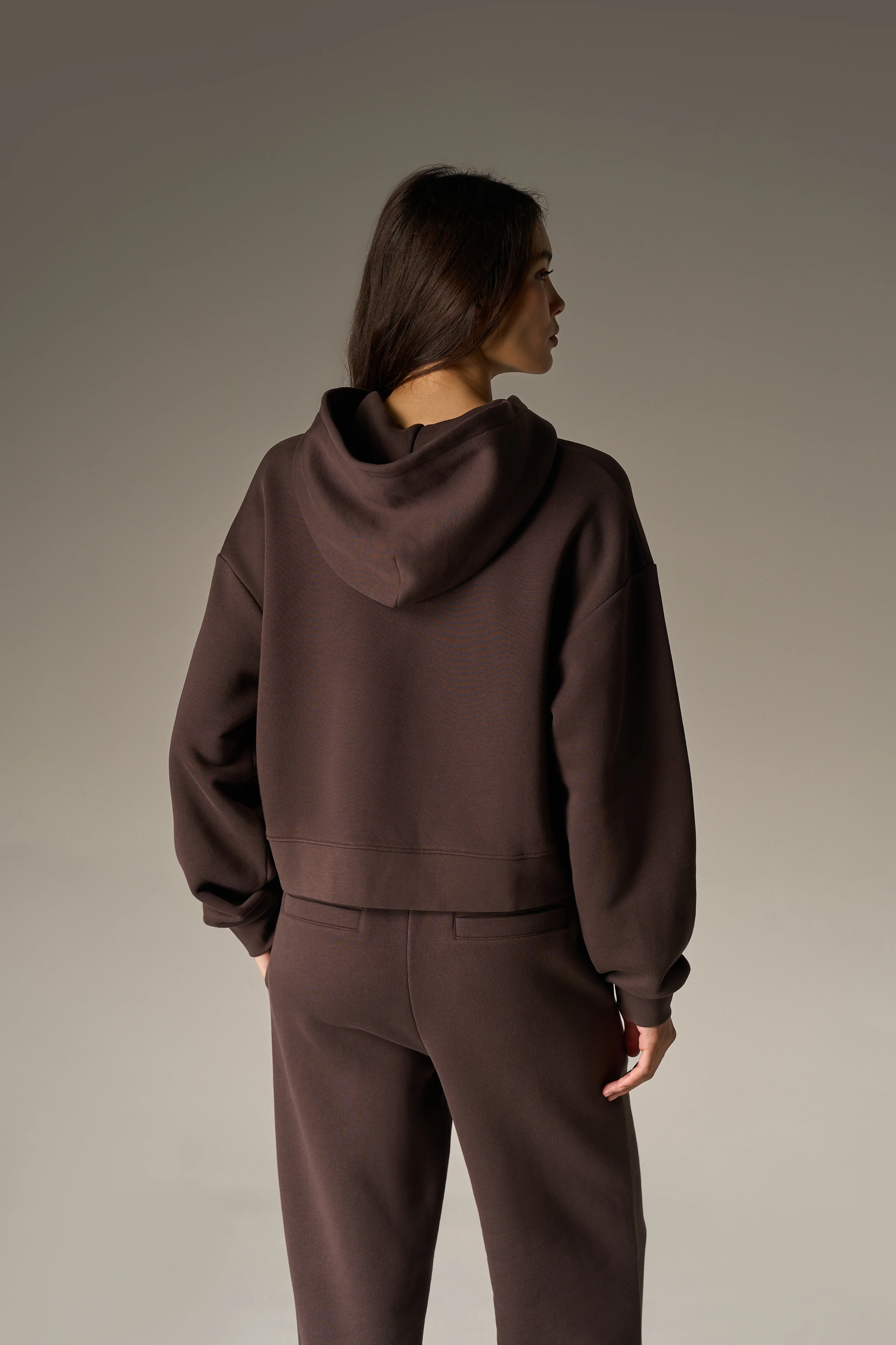 CTRE APPLIQUE ZIP THROUGH HOODIE - BROWN - Image 5