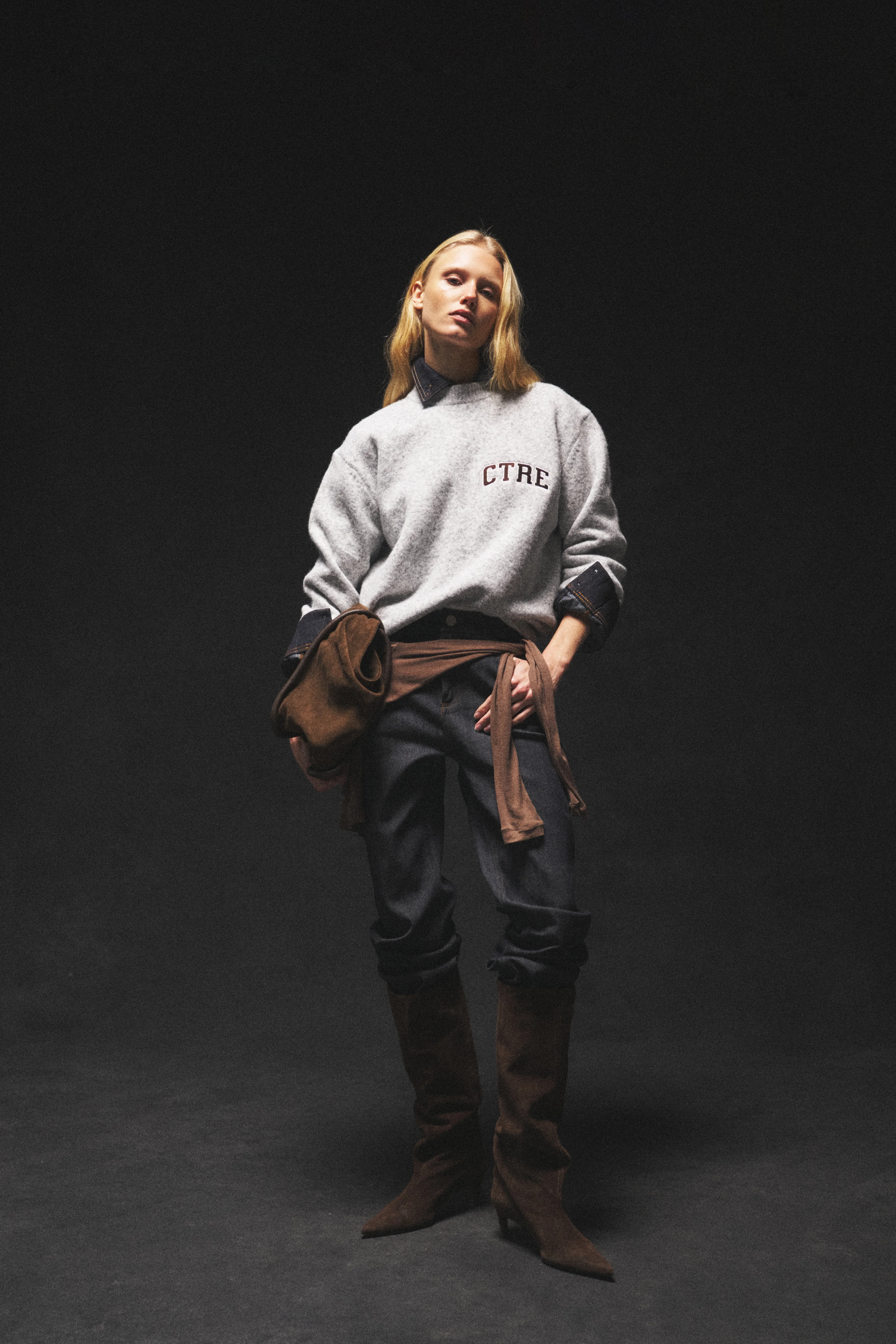 CTRE EMBROIDERED KNIT CREW - GREY MARL - Image 4