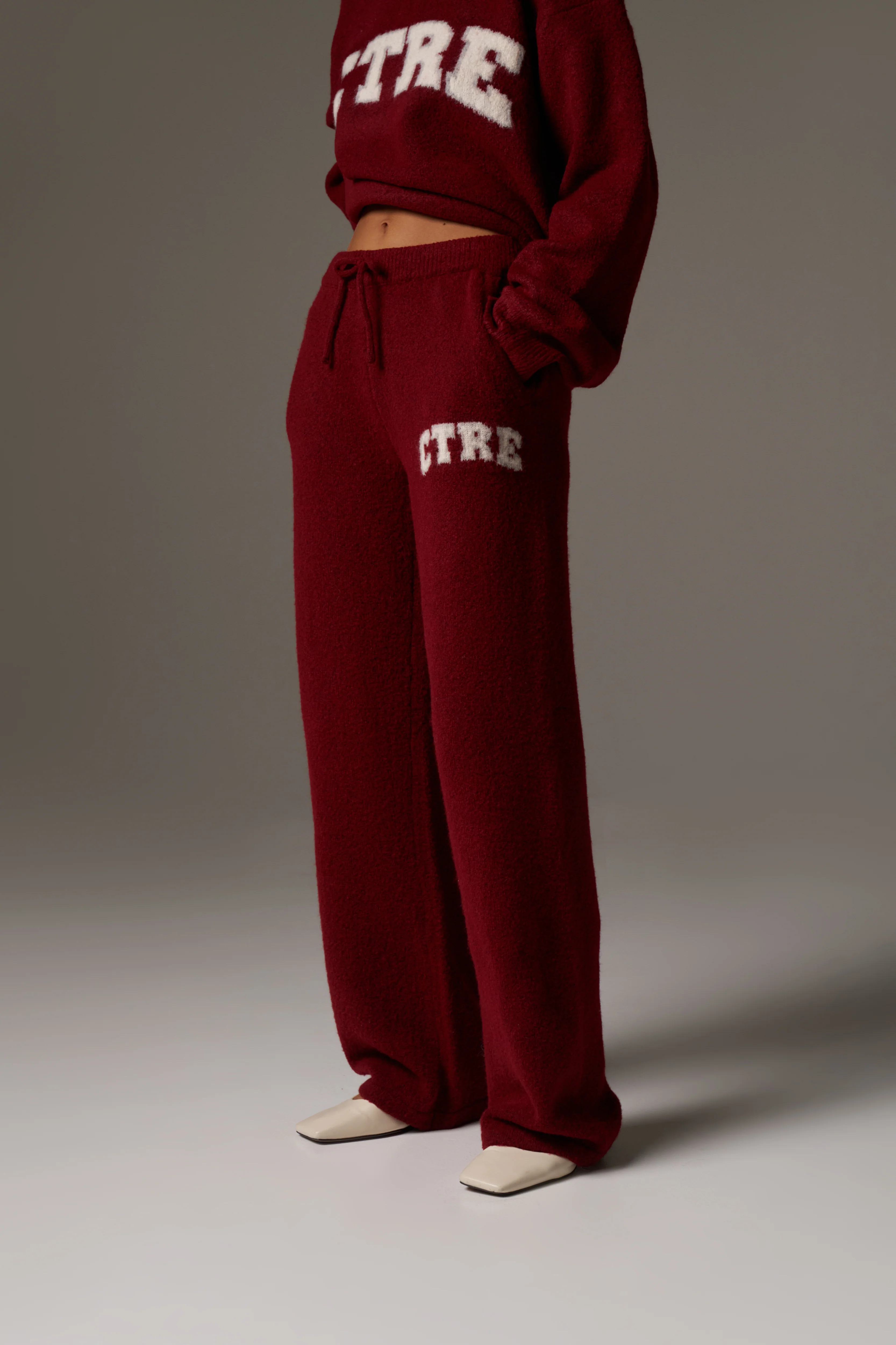 CTRE KNITTED JOGGERS - BURGUNDY - Image 2