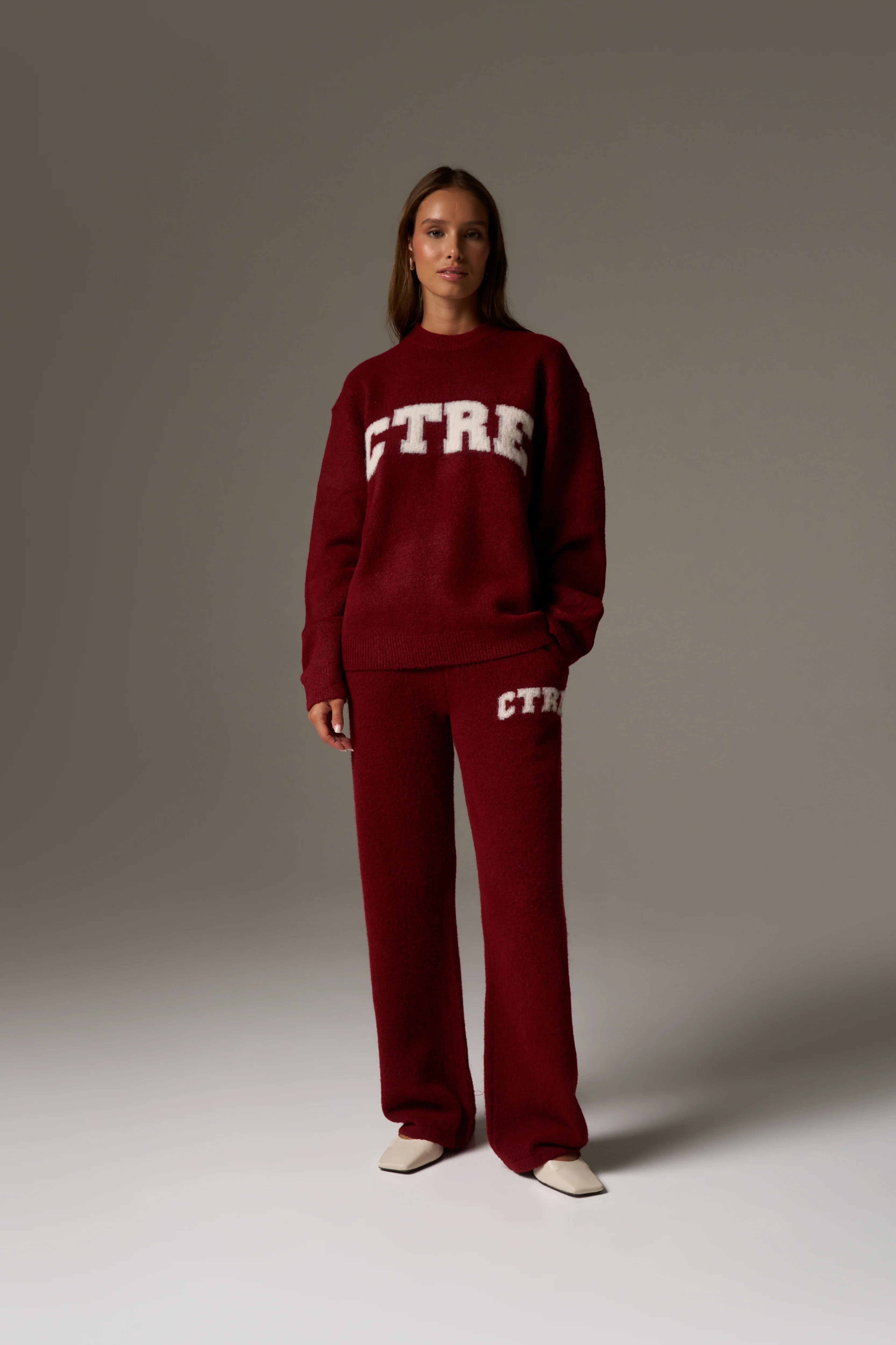 CTRE KNITTED JOGGERS - BURGUNDY - Image 3