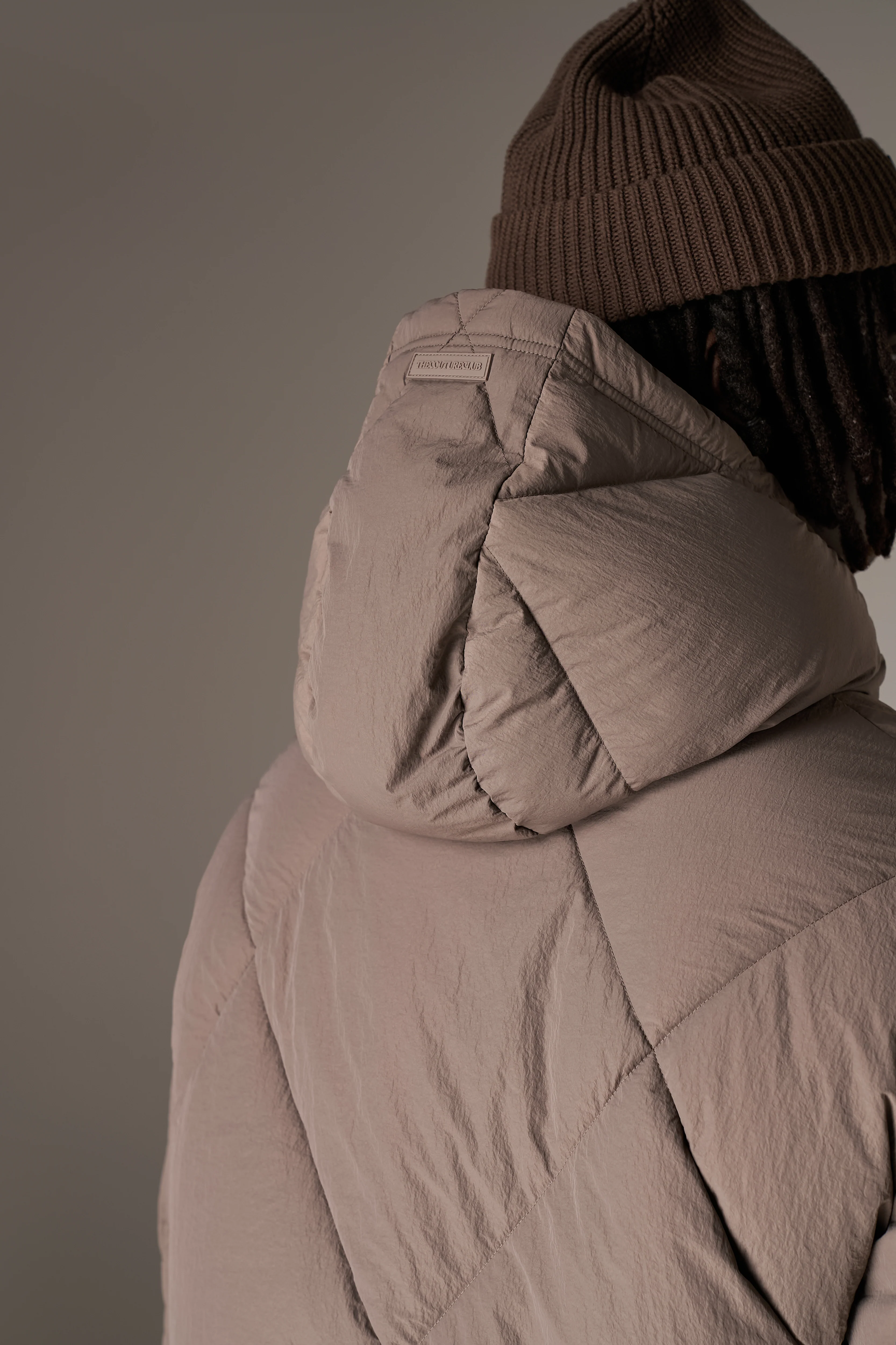 DIAMOND QUILTED PUFFER COAT - CHARCOAL - Image 5