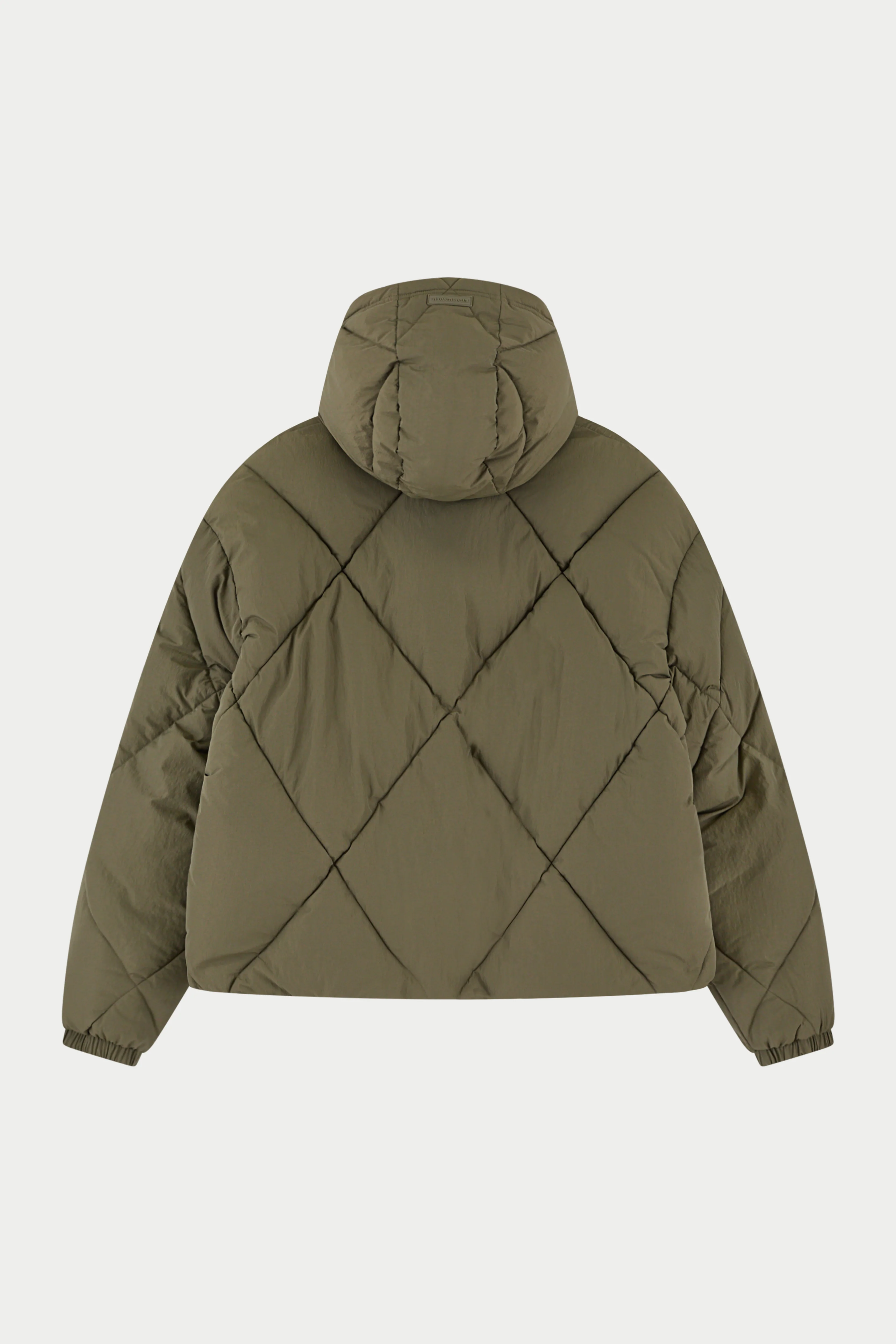 DIAMOND QUILTED PUFFER COAT - KHAKI - Image 7