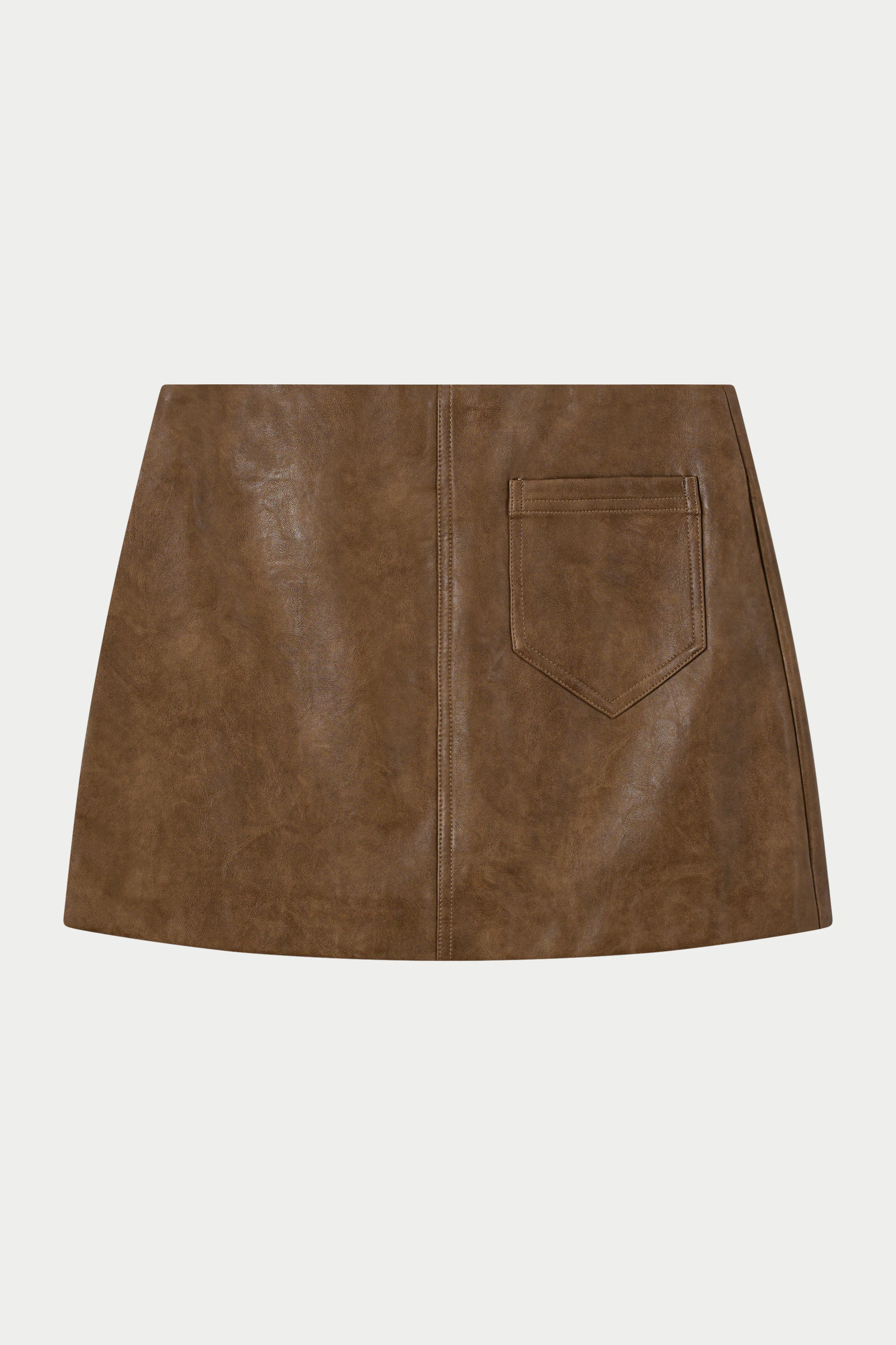 FAUX LEATHER MINI SKIRT - WASHED BROWN - Image 8