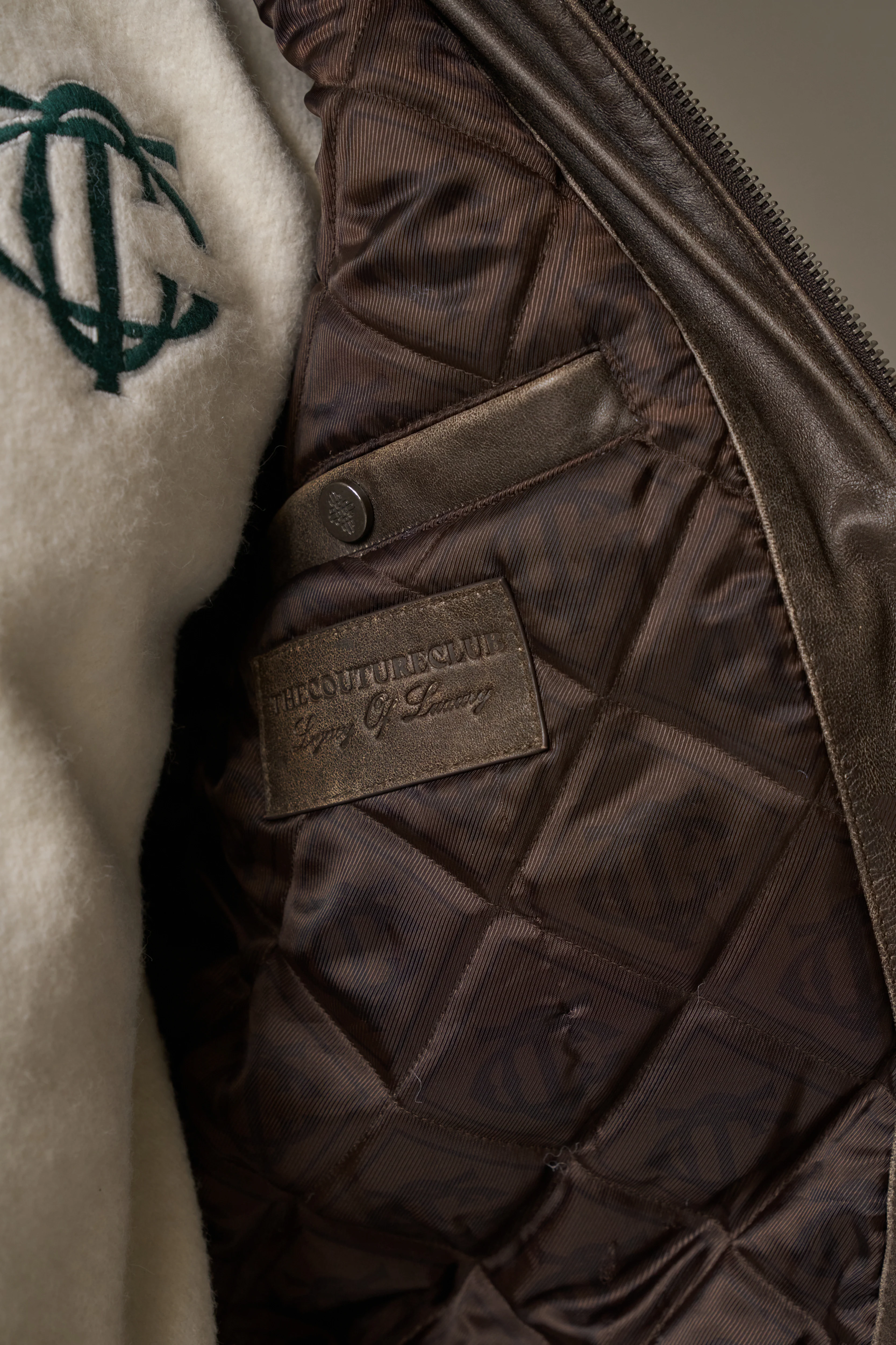 DISTRESSED LEATHER BOMBER JACKET - BROWN - Image 7