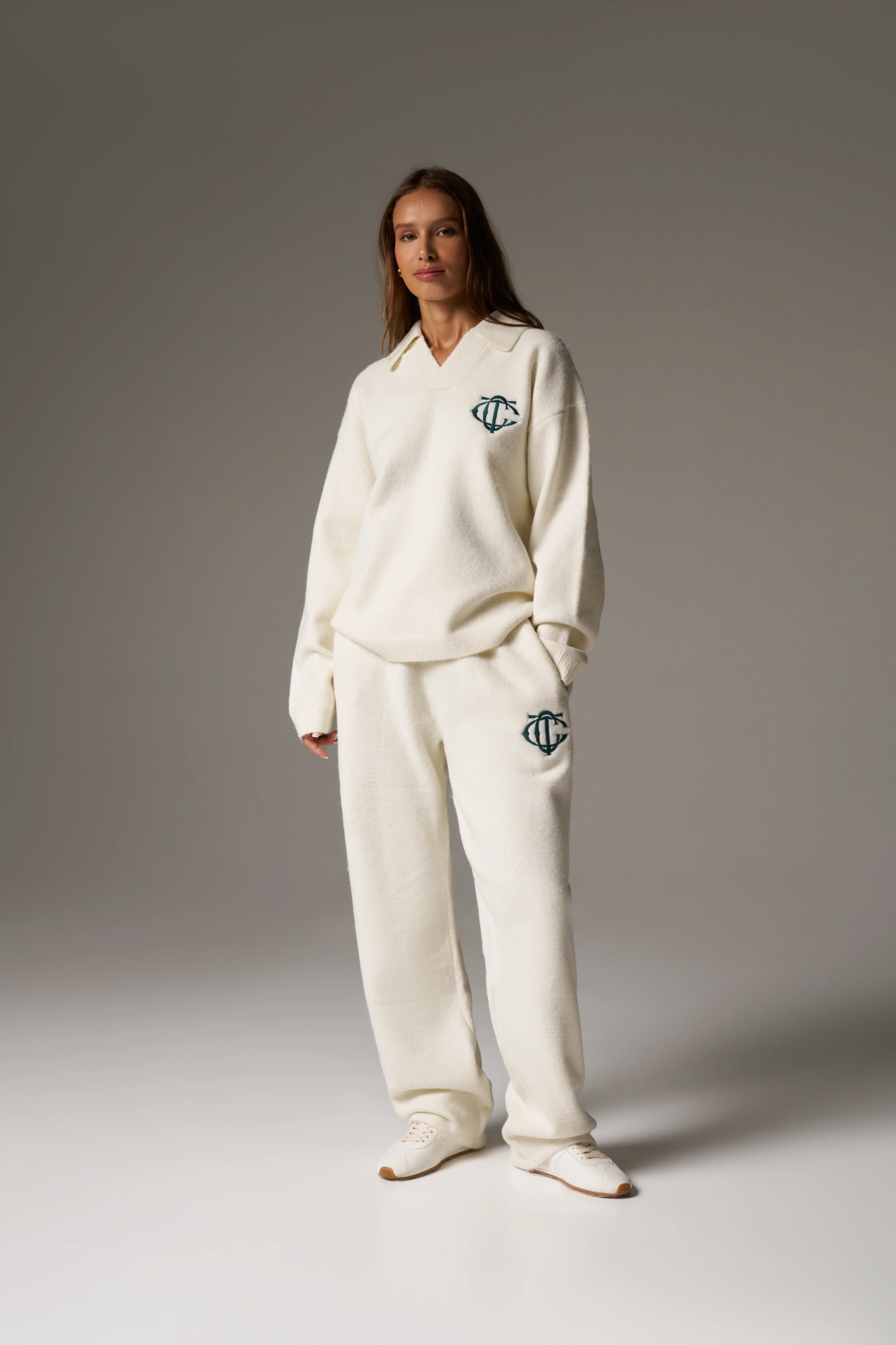MONOGRAM KNITTED POLO TOP - OFF WHITE - Image 11