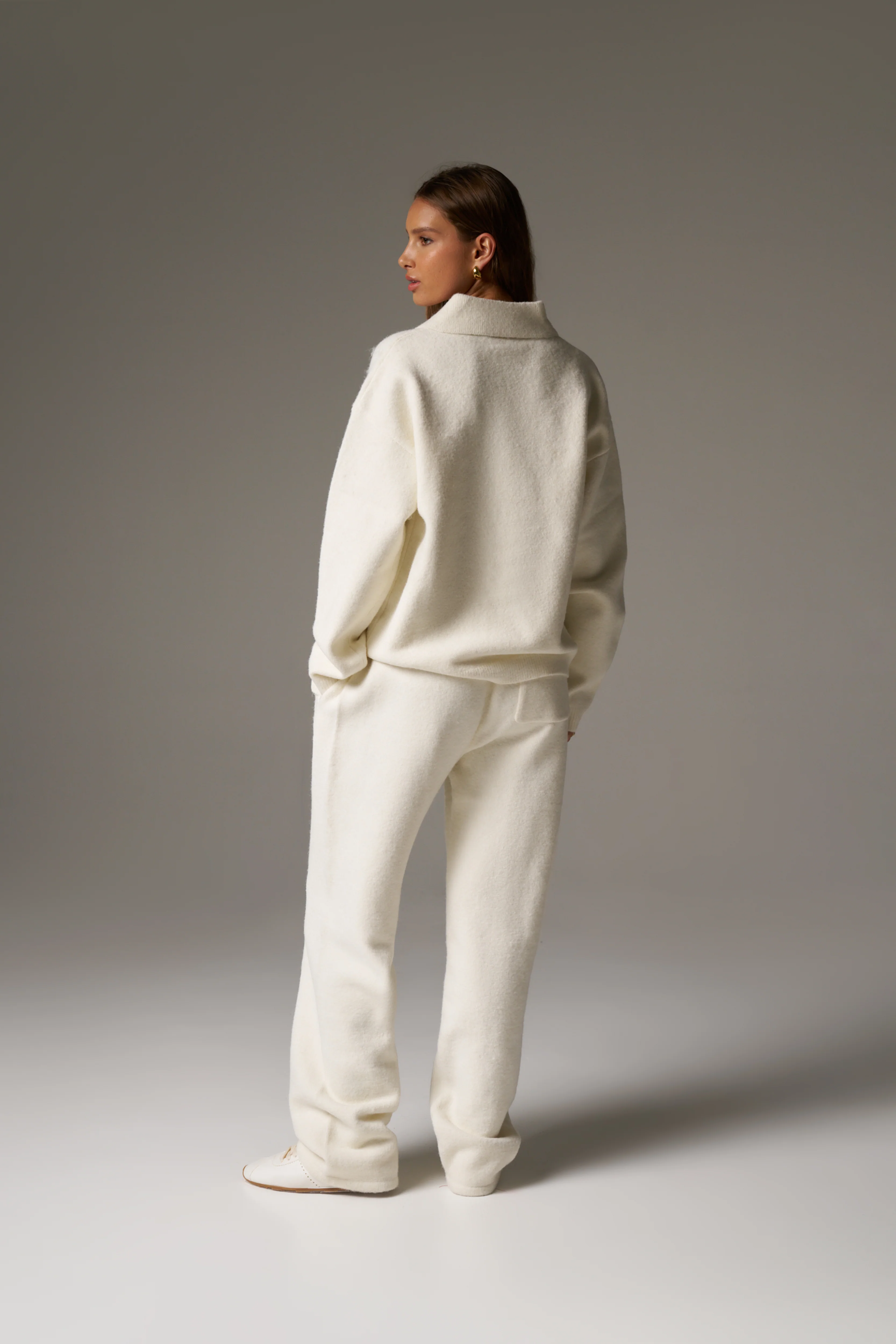 MONOGRAM KNITTED POLO TOP - OFF WHITE - Image 8