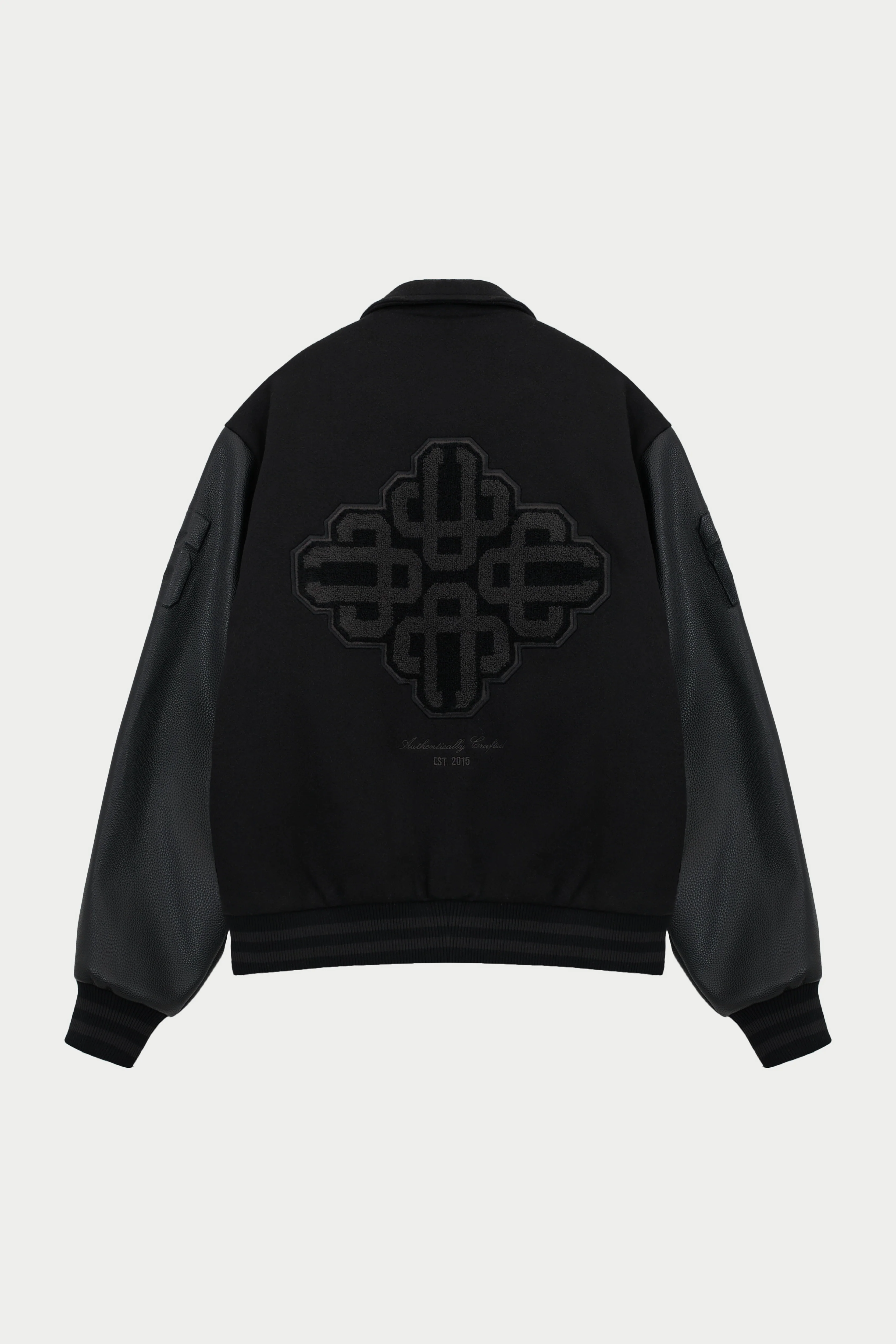 EMBLEM CHENILLE VARSITY JACKET - BLACK
