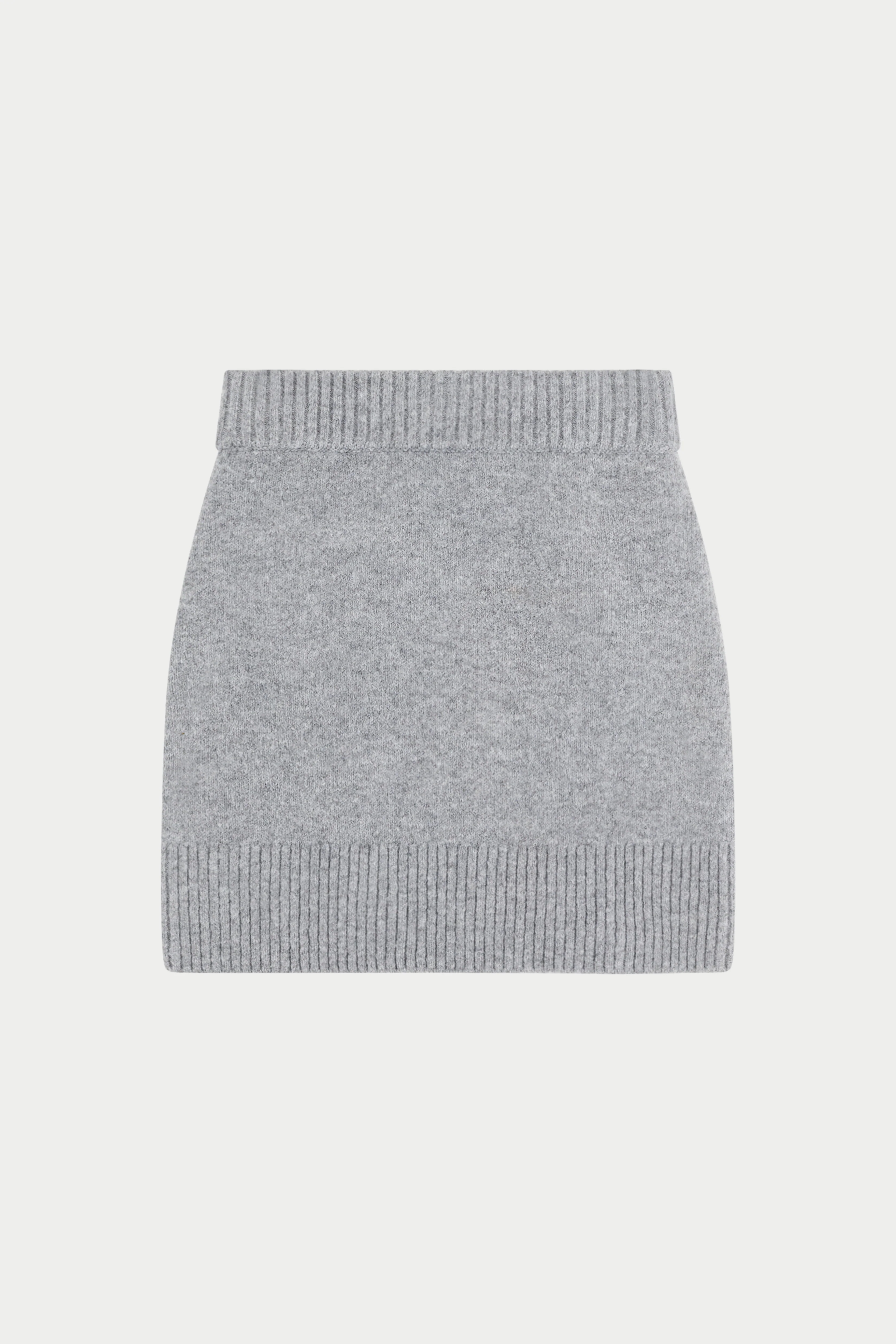 EMBLEM EMBROIDERED KNIT SKIRT - GREY MARL