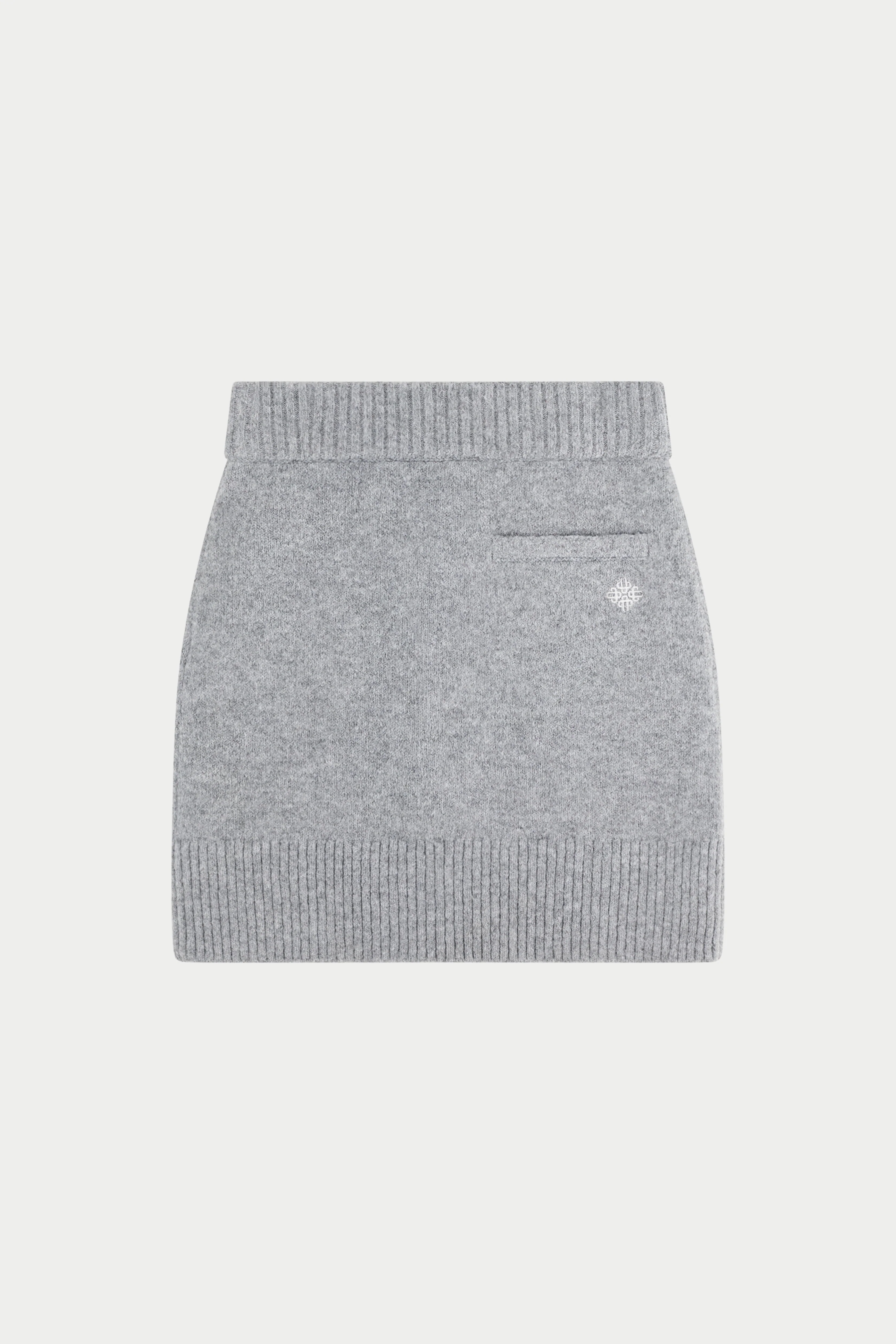 EMBLEM EMBROIDERED KNIT SKIRT - GREY MARL - Image 7