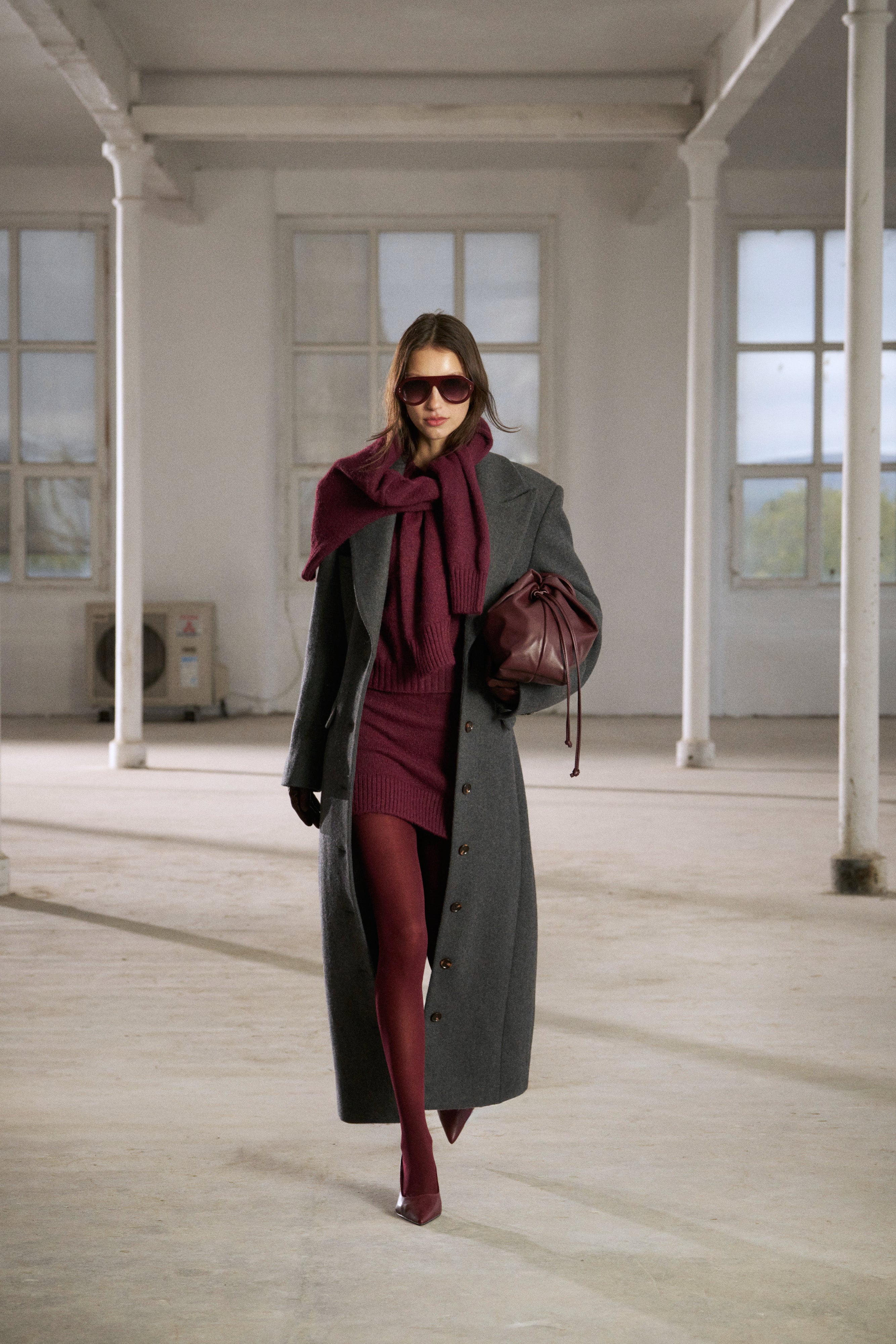 CINCHED WAIST TAILORED COAT - GREY - Image 2