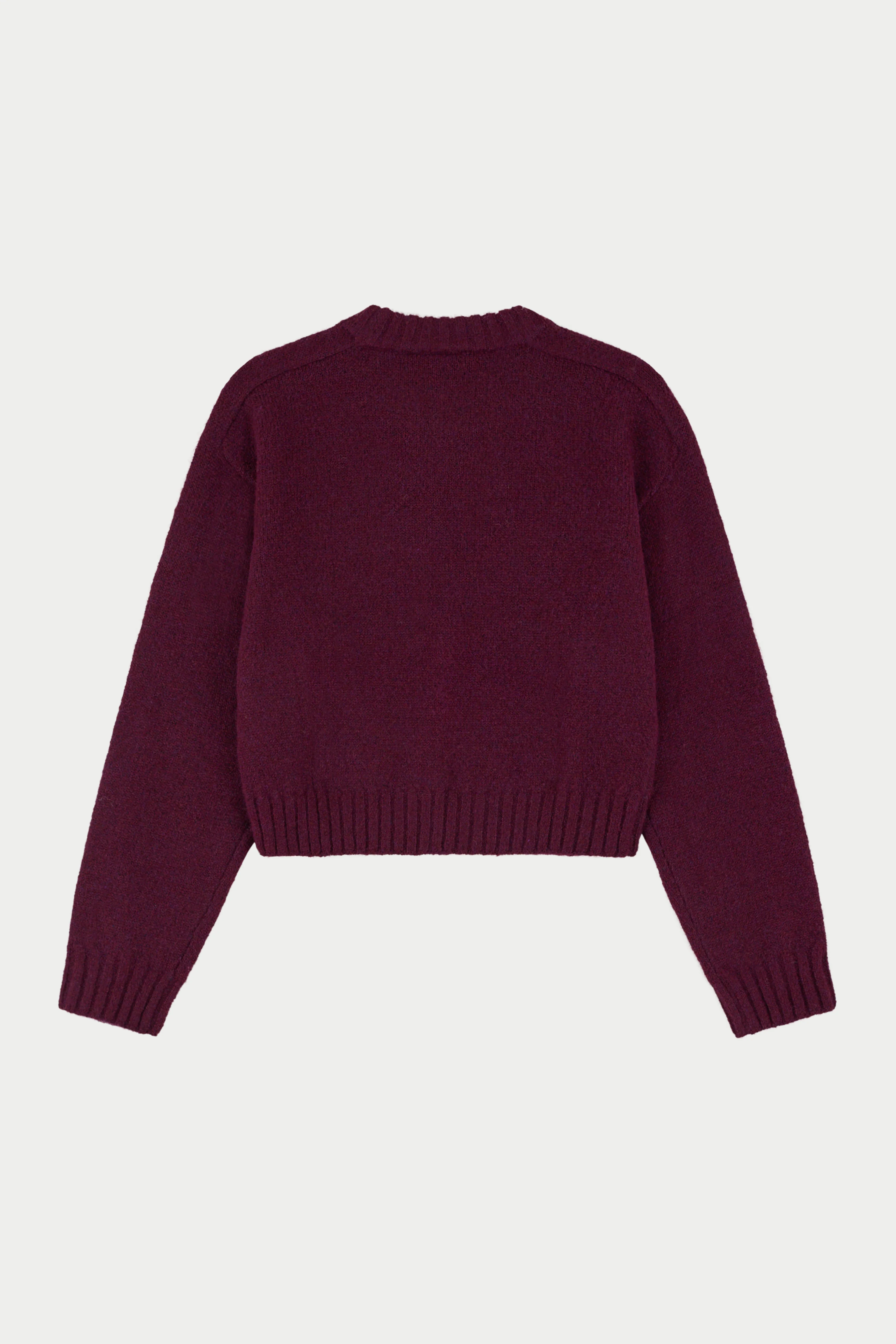 EMBLEM EMBROIDERED KNITTED CREW - PLUM - Image 6