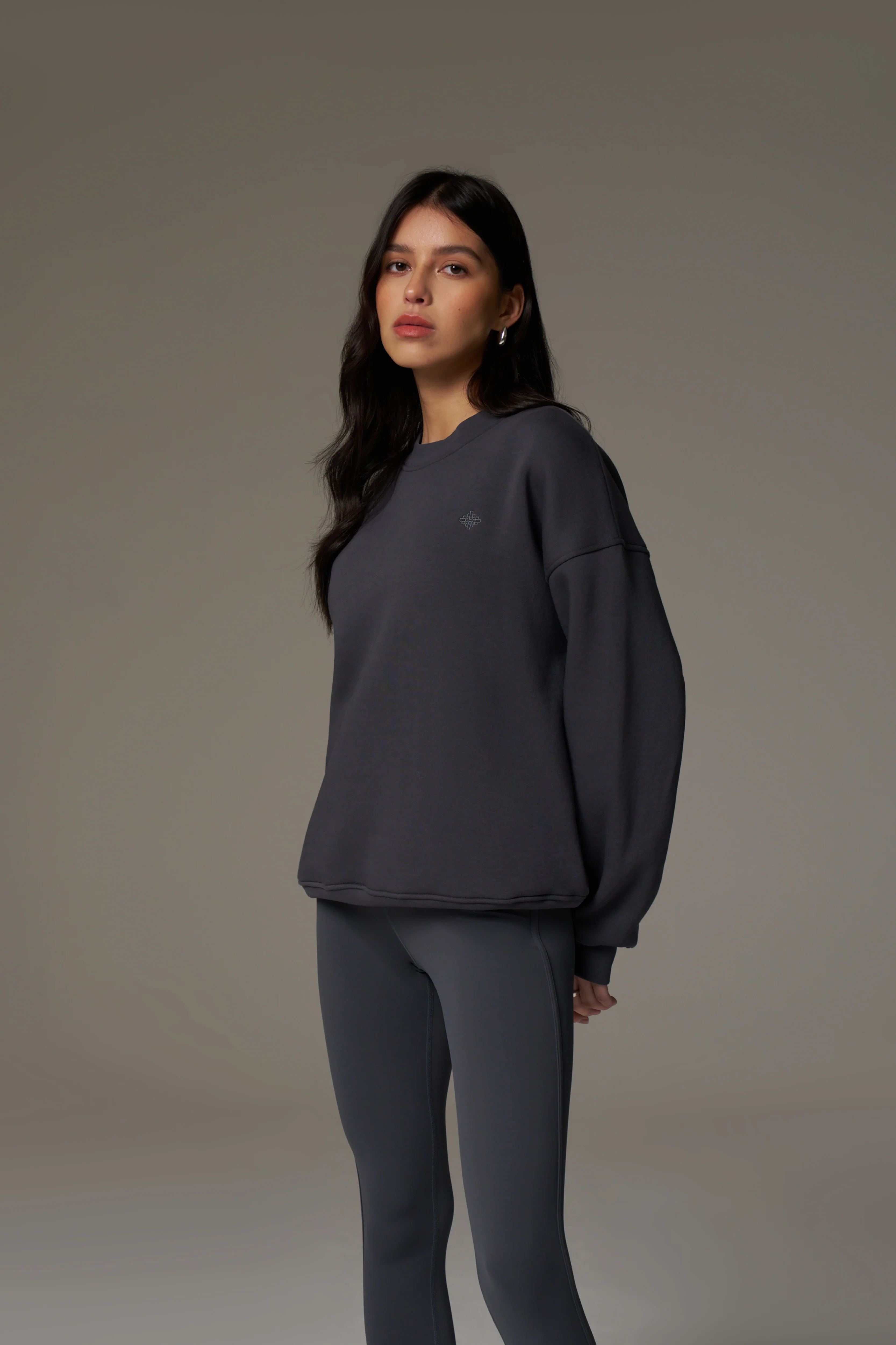 EMBLEM EMBROIDERED SWEATSHIRT - CHARCOAL - Image 7