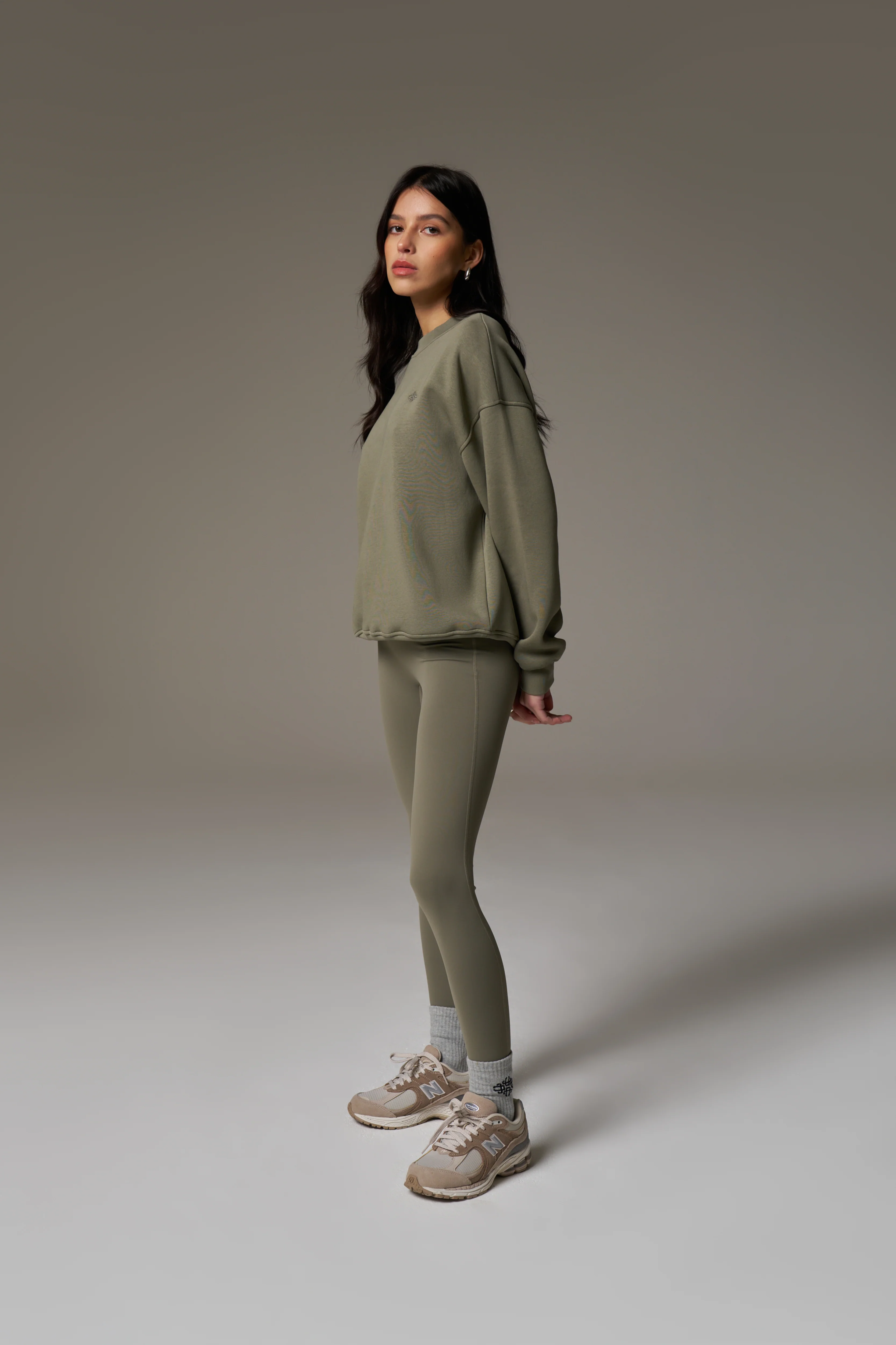 EMBLEM EMBROIDERED SWEATSHIRT - KHAKI - Image 8