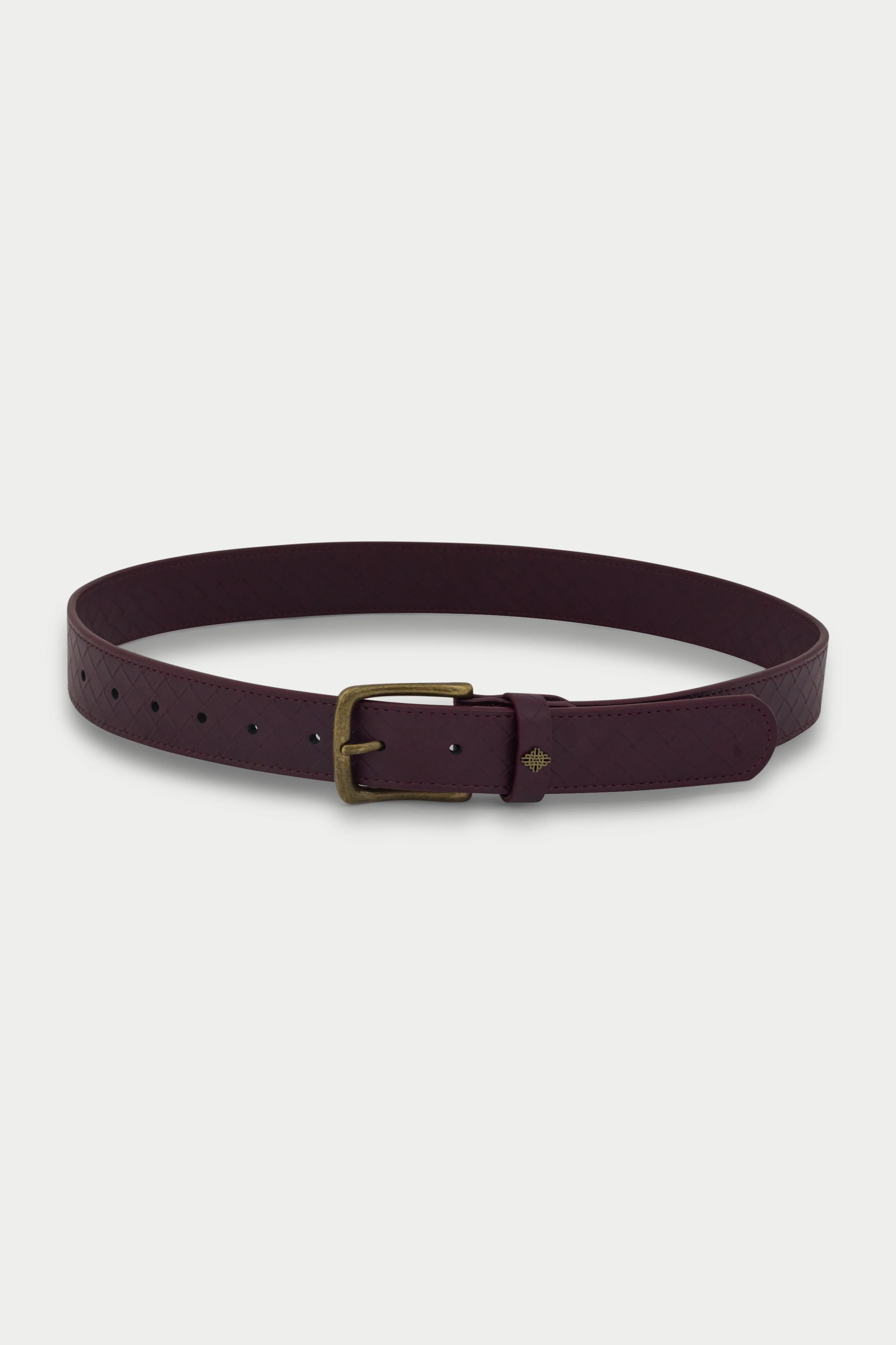 EMBLEM FAUX LEATHER WOVEN BELT - BURGUNDY - Image 2