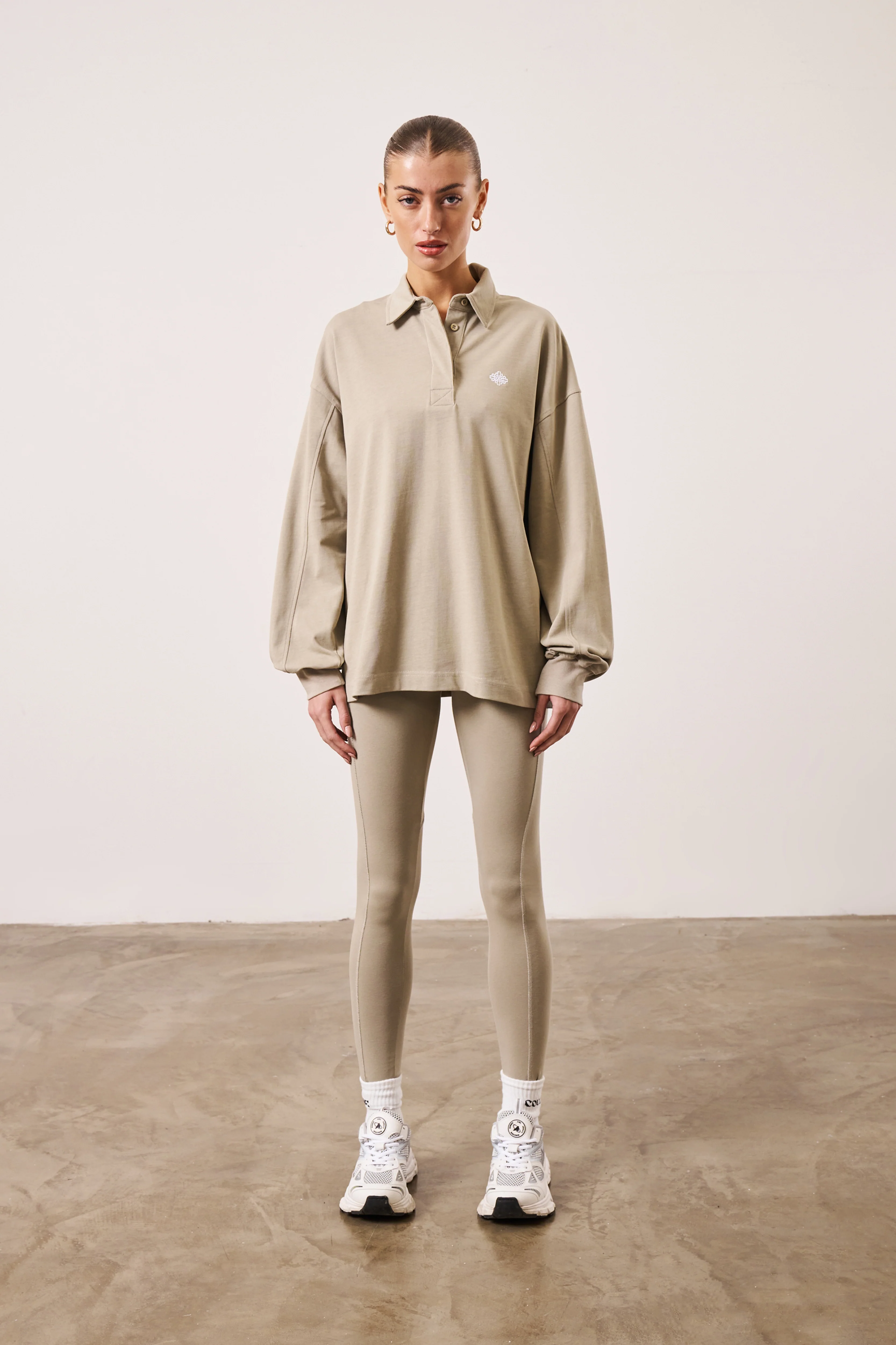 EMBLEM JERSEY LEGGINGS - BEIGE - Image 3