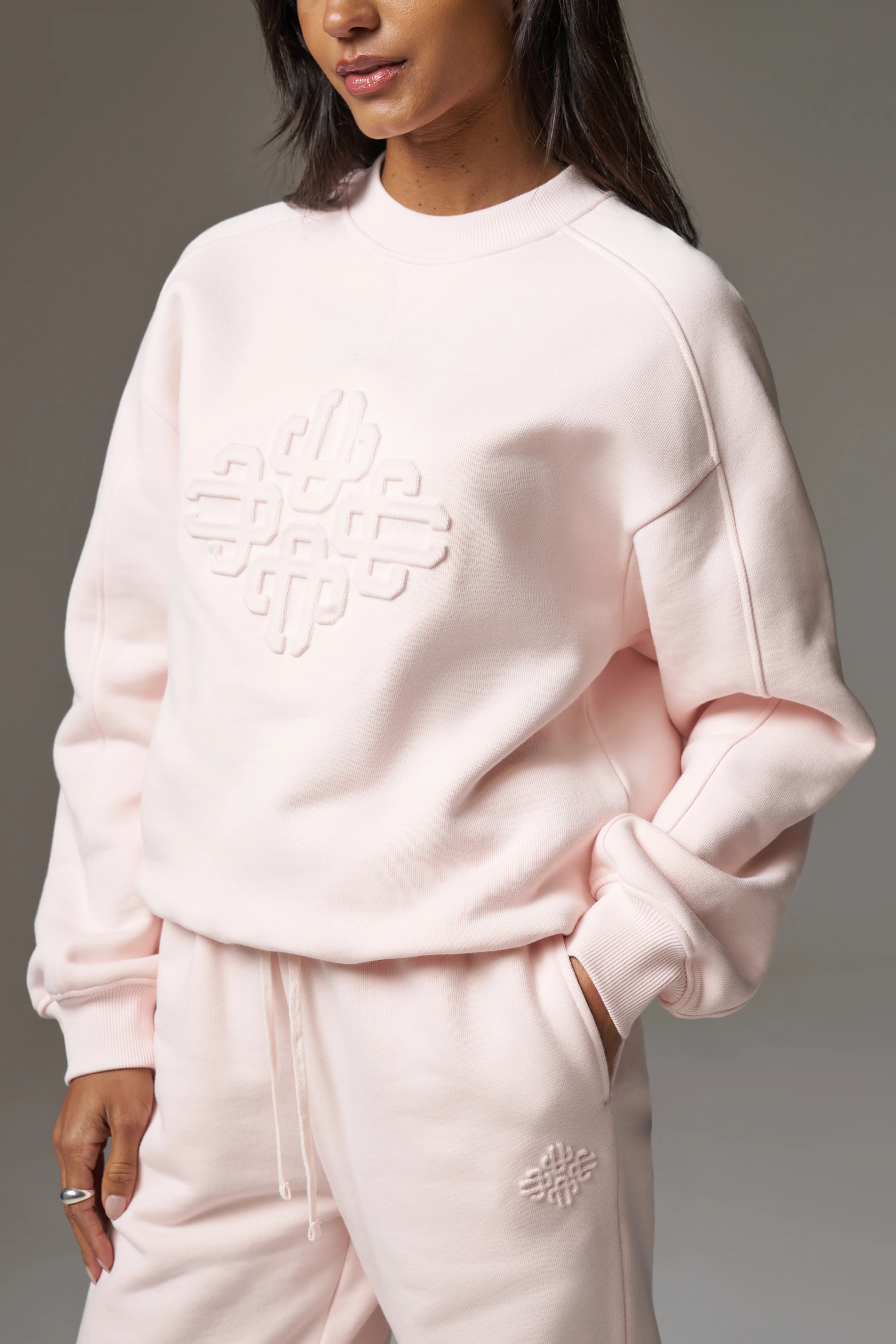 EMBOSSED SWEATSHIRT - PINK - Image 4