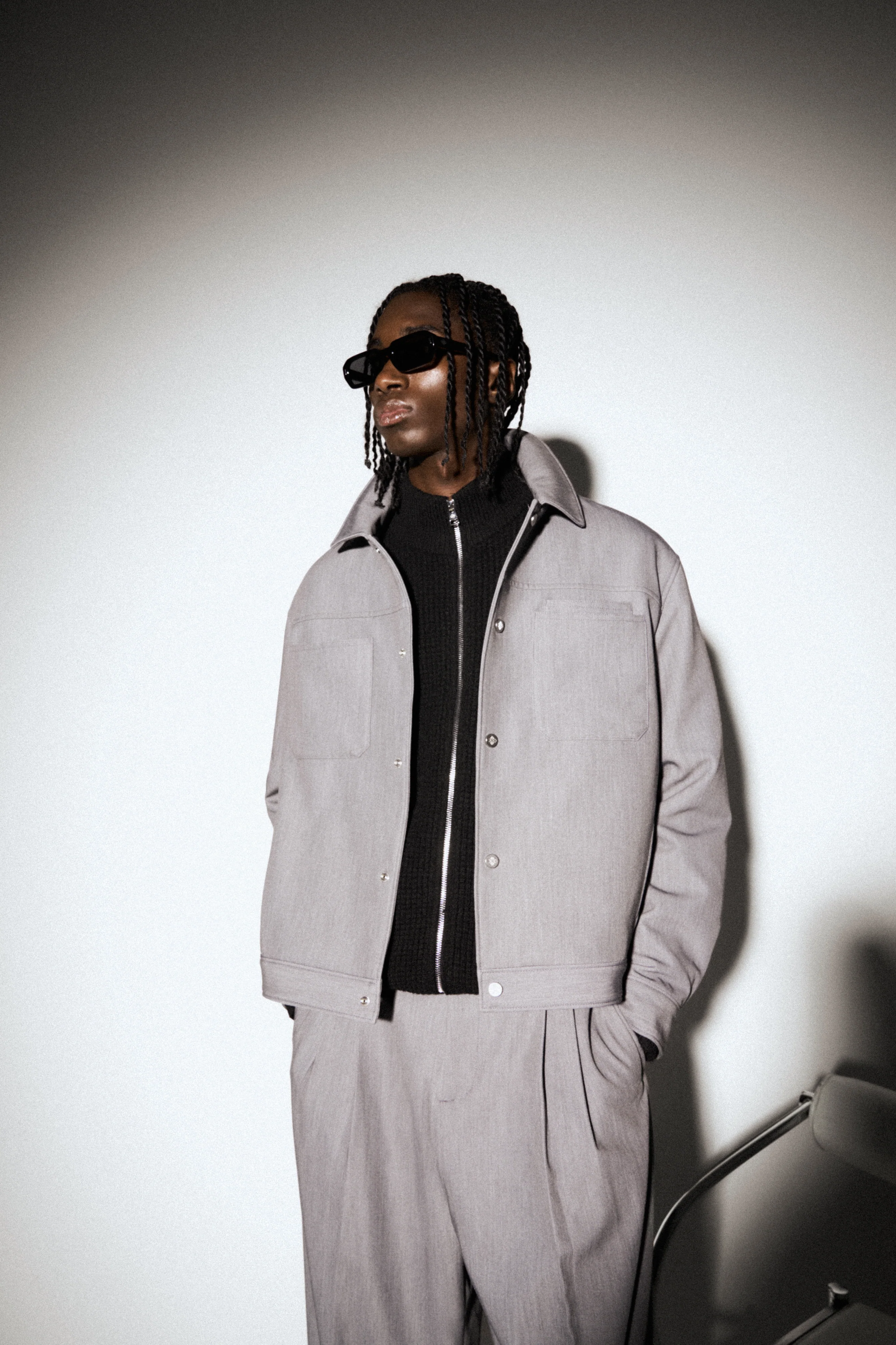 PATCH POCKET TAILORED JACKET - GREY - Image 2