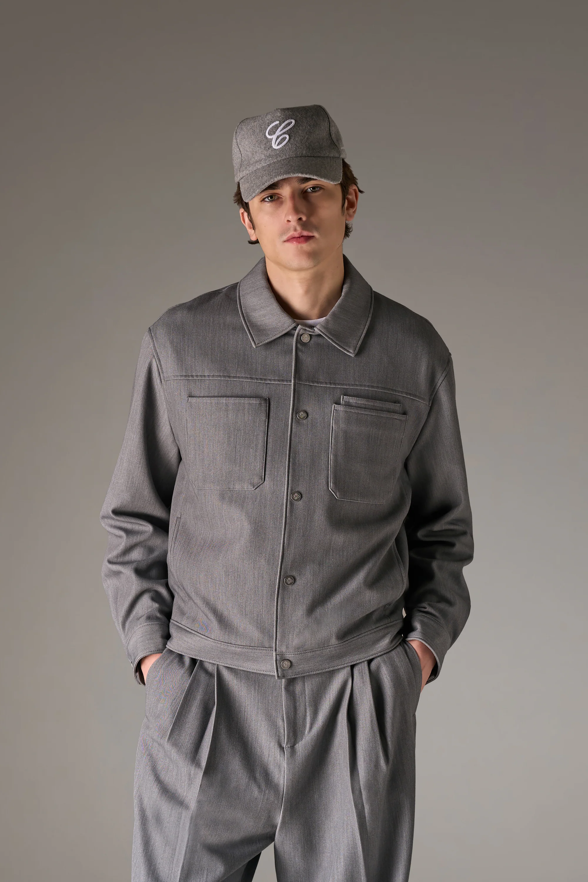 PATCH POCKET TAILORED JACKET - GREY - Image 4