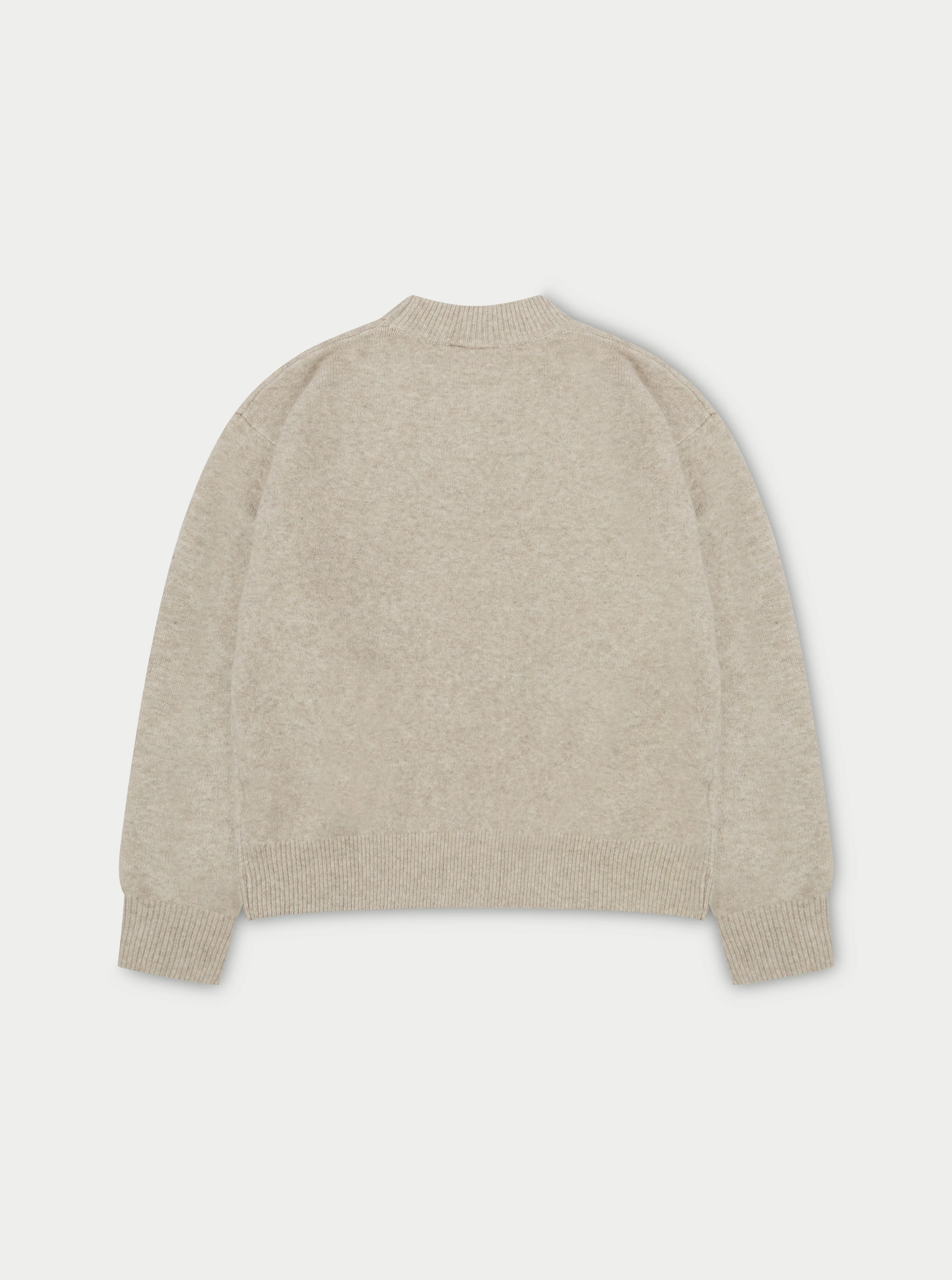 FLUFFY EMBLEM KNITTED CREW - BEIGE - Image 9