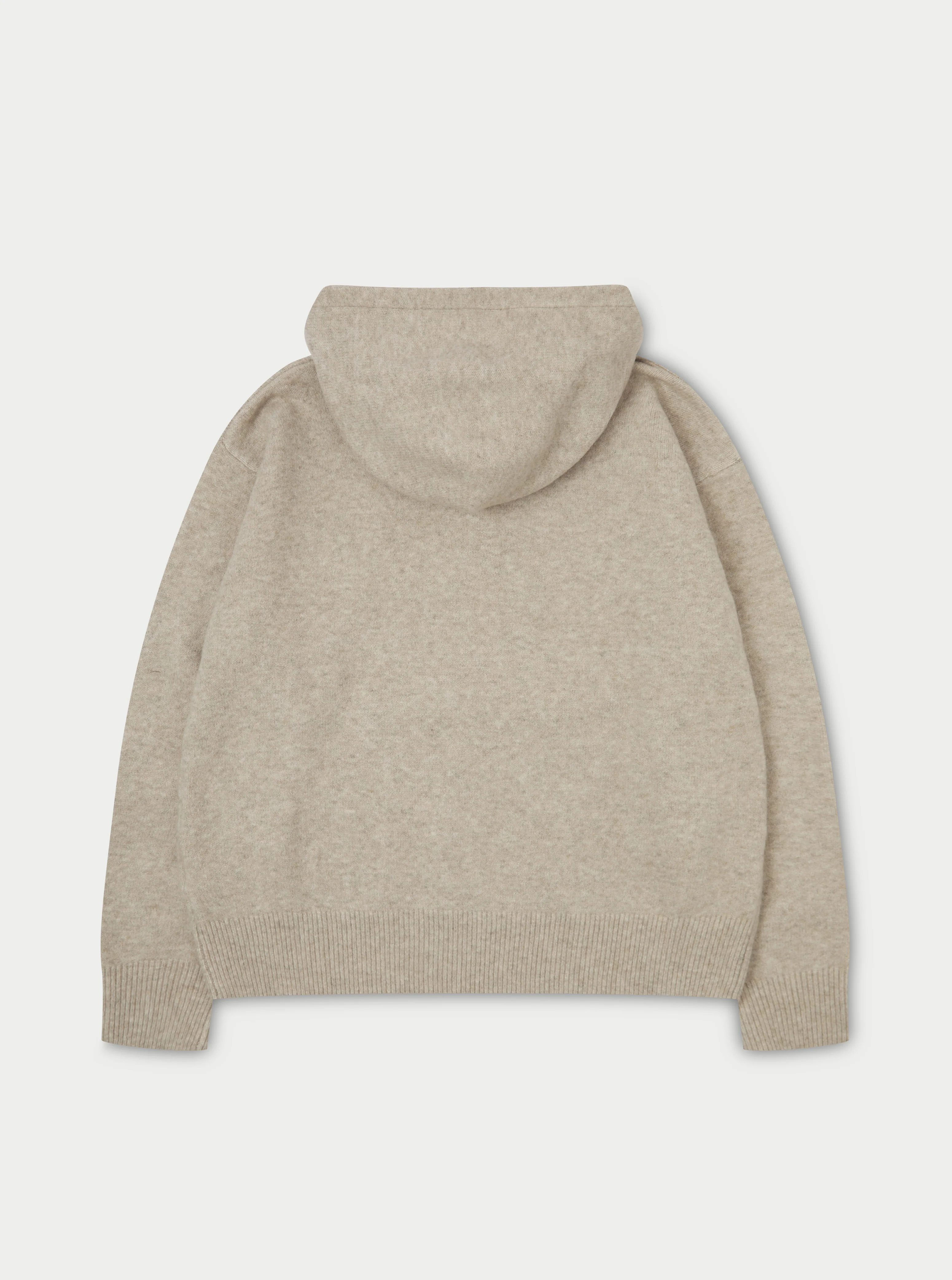FLUFFY EMBLEM ZIP THROUGH KNITTED HOODIE - BEIGE - Image 7