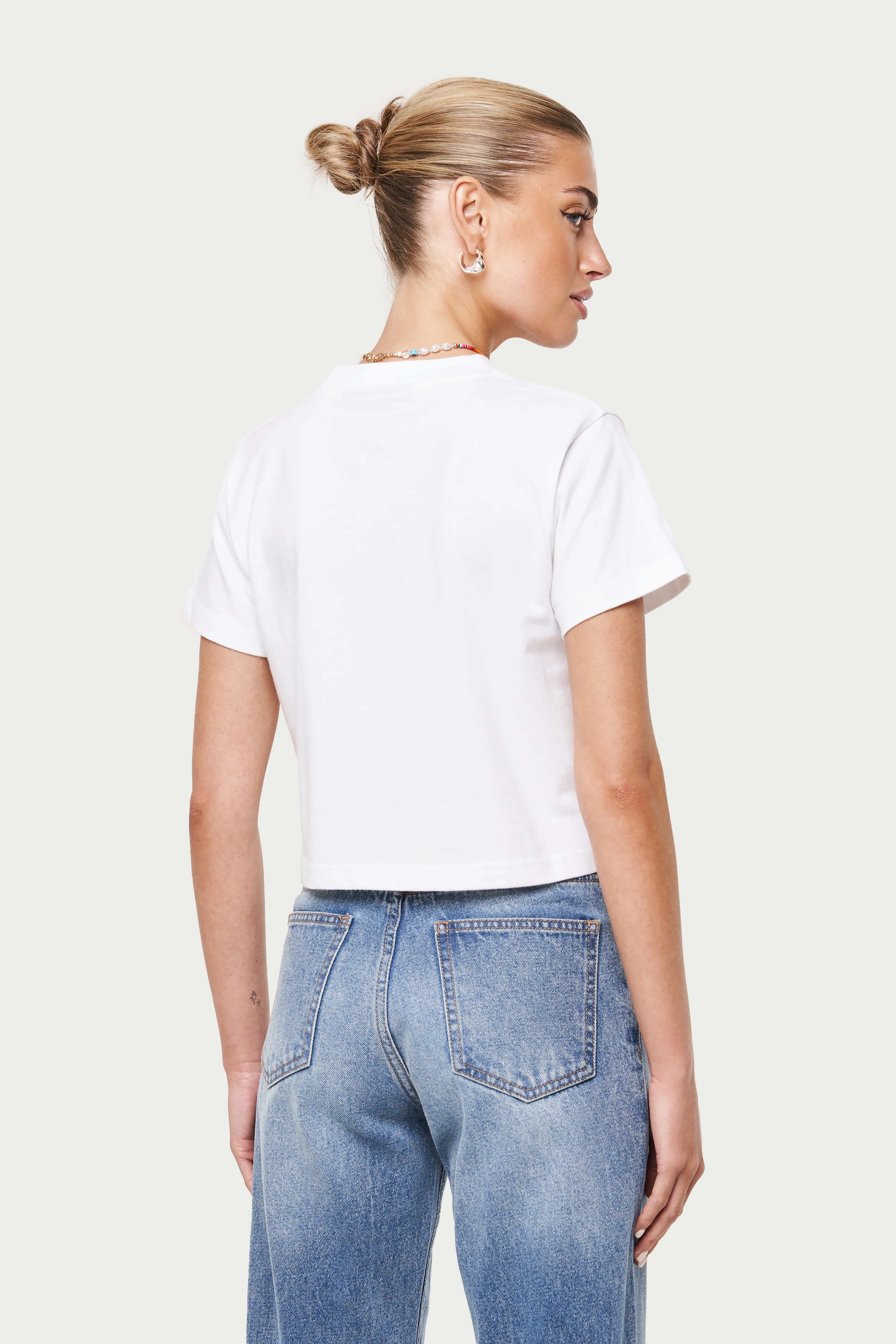 HAWAIIAN PRINT CROPPED T-SHIRT - WHITE - Image 5
