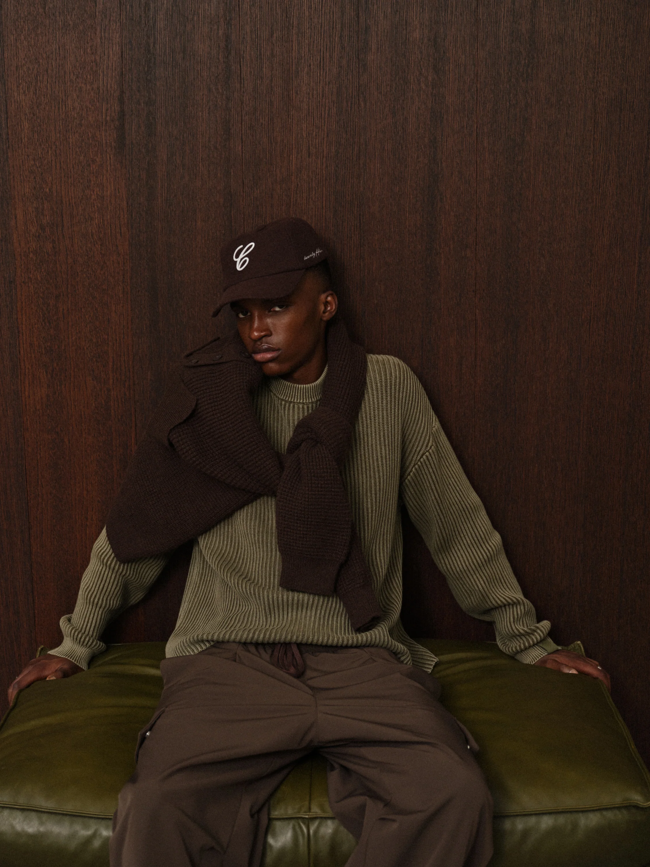 HEAVY WASHED RIBBED KNIT CREW - KHAKI - Image 2